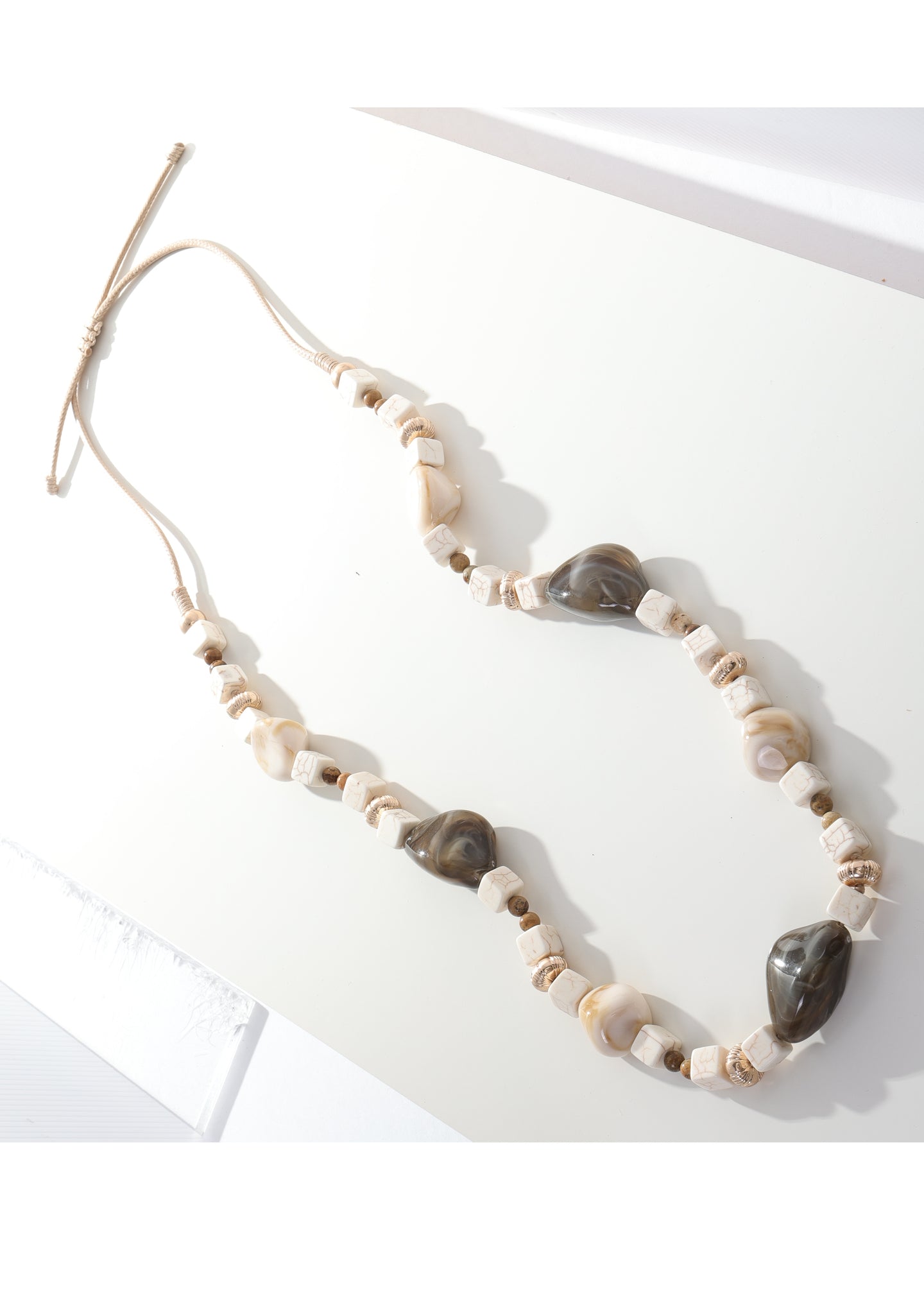 Merx - Marbled Stone & Bead Necklace