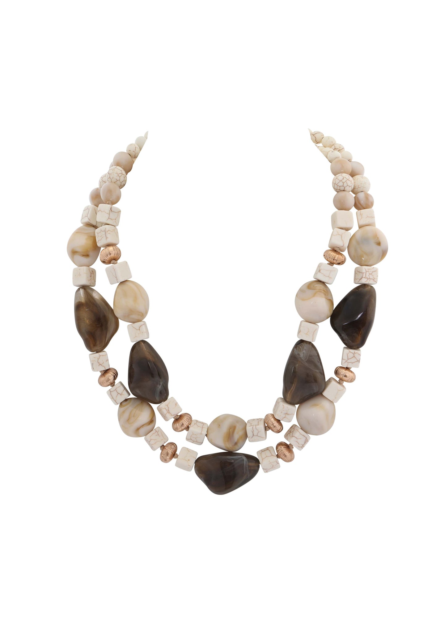 Merx - Marbled Stone & Bead Layered Necklace