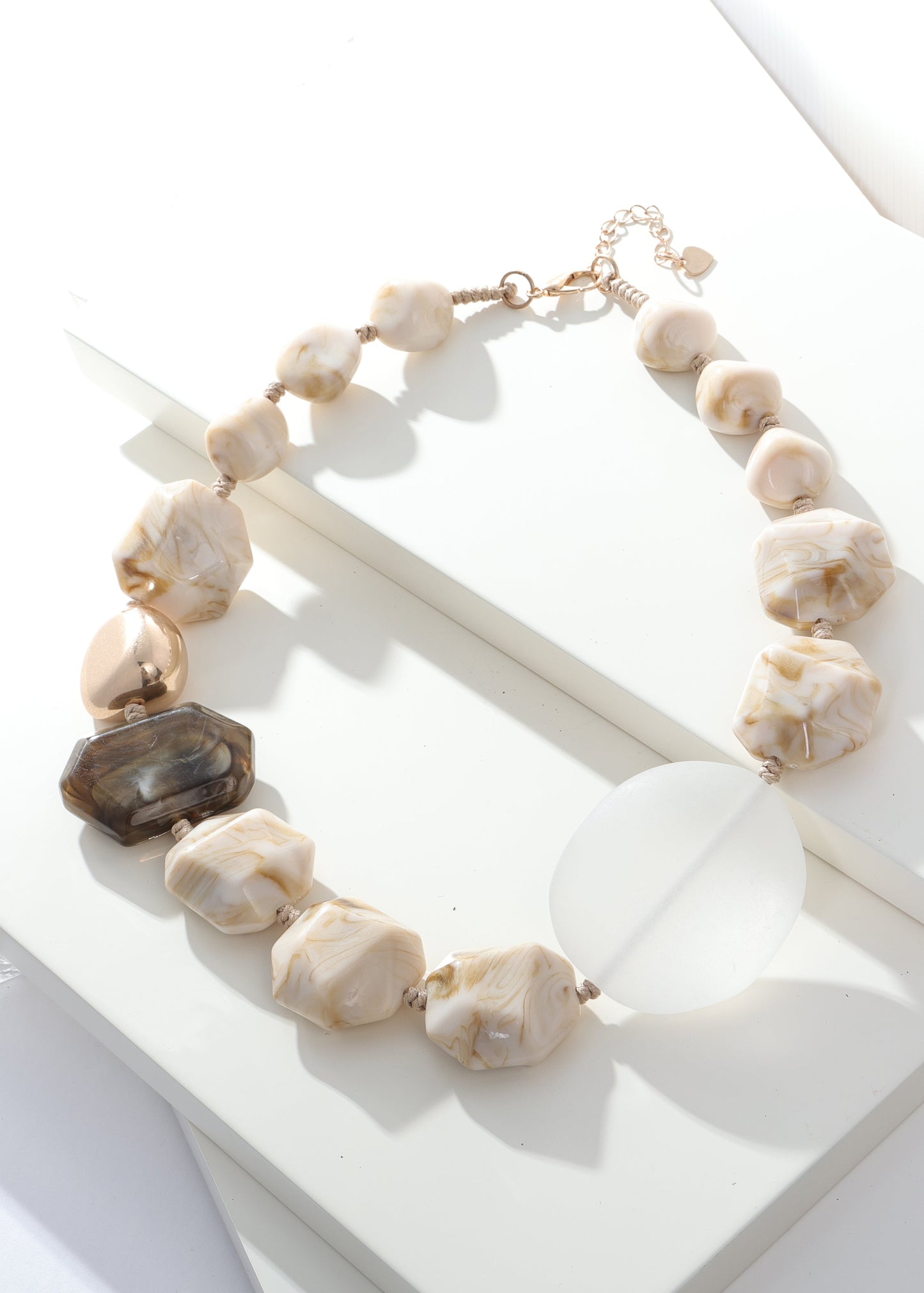 Merx - Chunky Marbled Stone Necklace