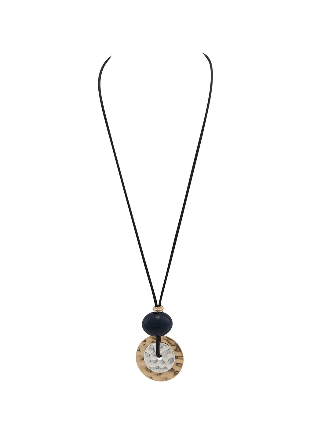 Merx - Mixed Metal Disc Long Pendant Necklace