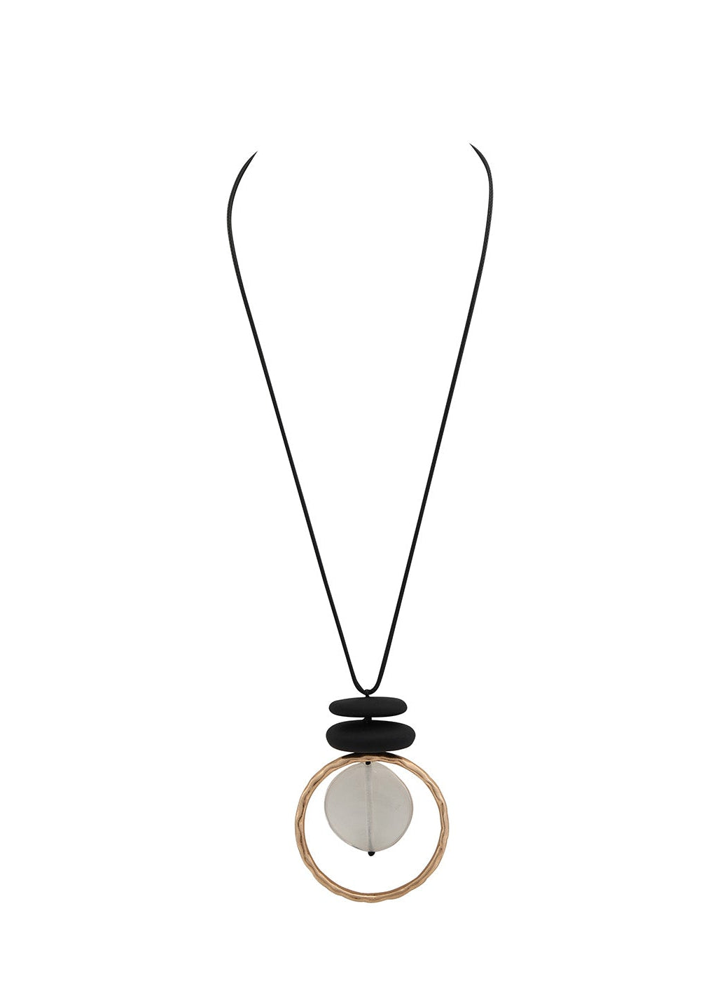 Merx - Stacked Disc & Hammered Ring Pendant Necklace