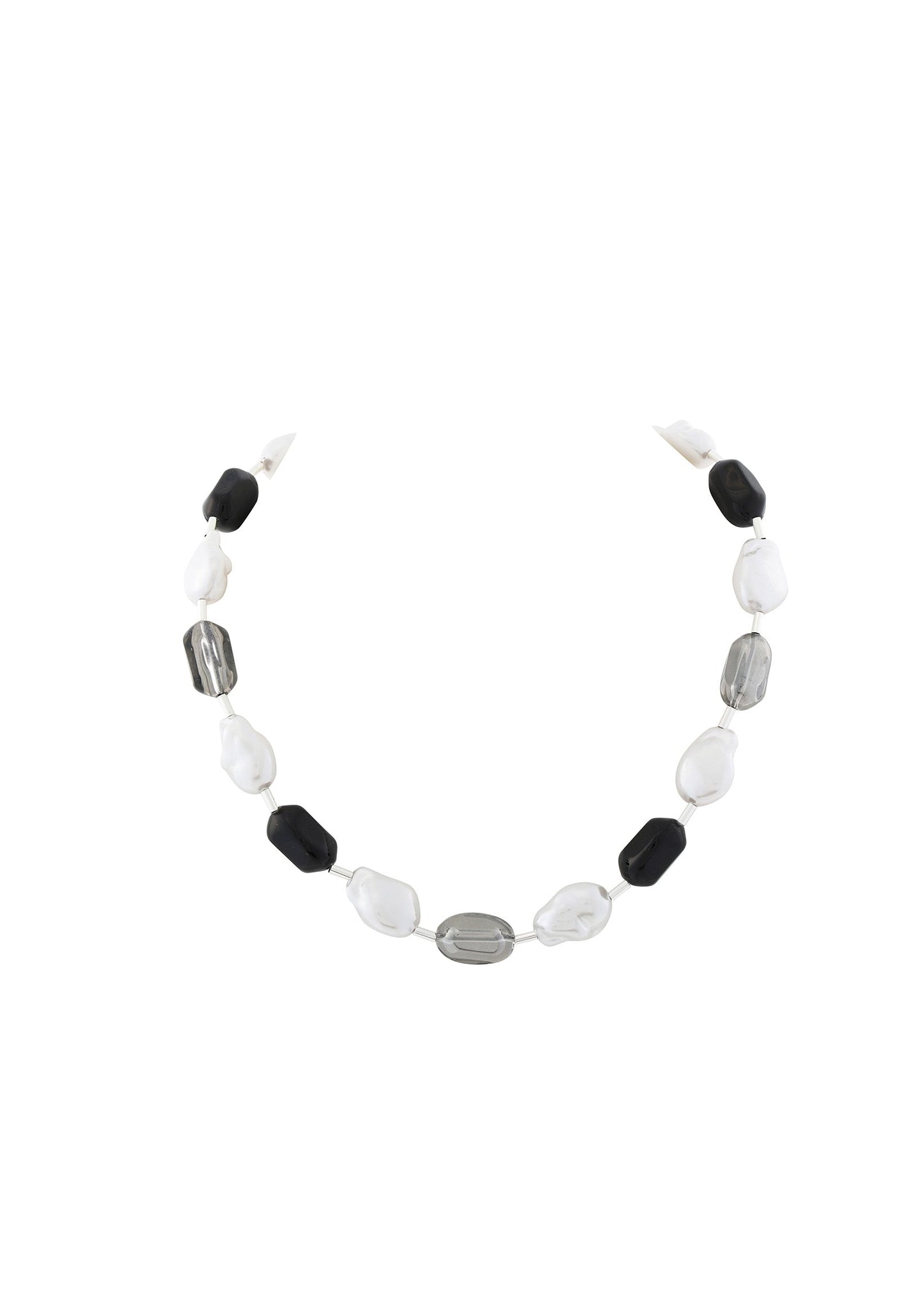 Merx - Faux Pearl & Resin Oval Bead Statement Necklace