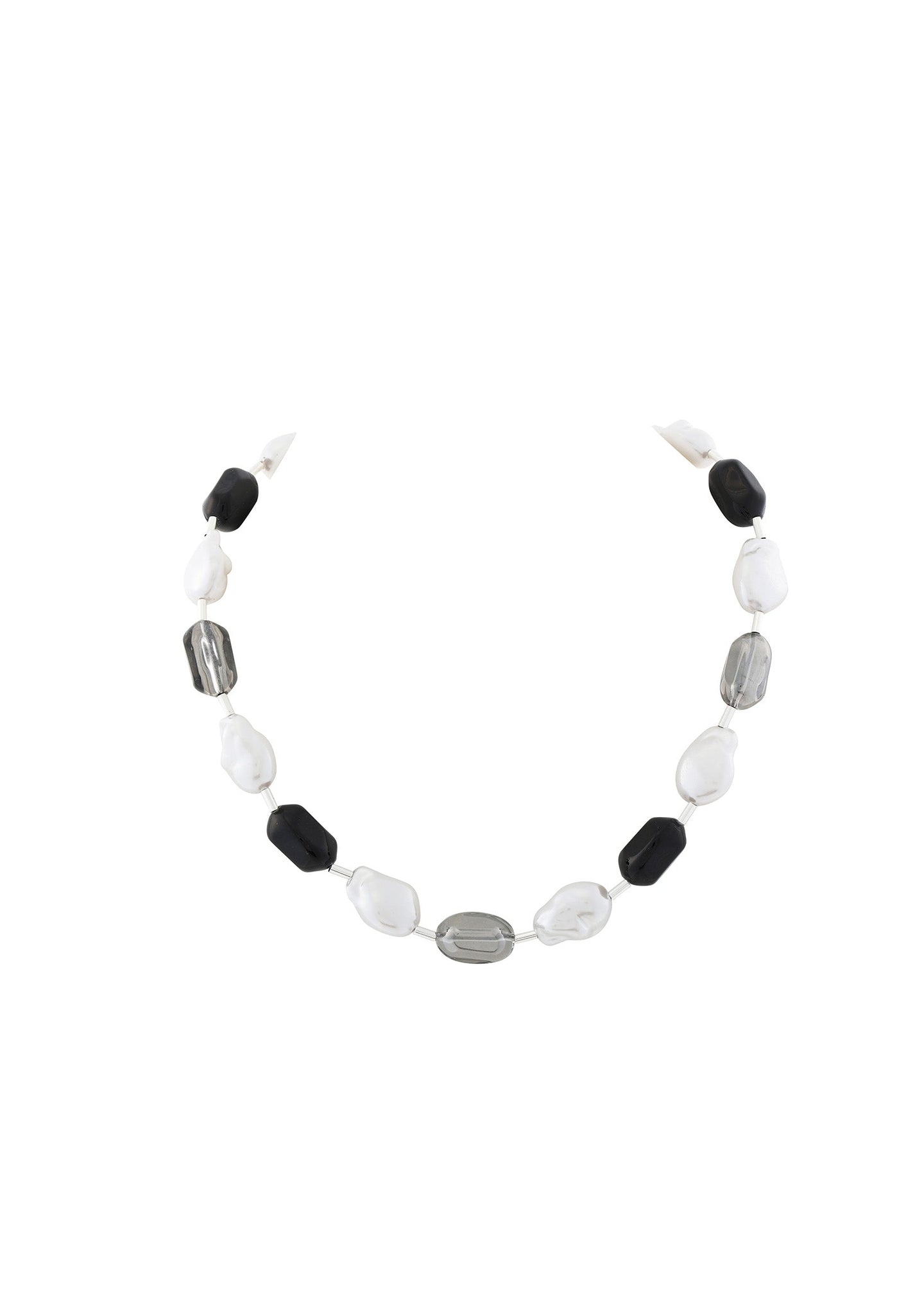 Merx - Faux Pearl & Resin Oval Bead Statement Necklace