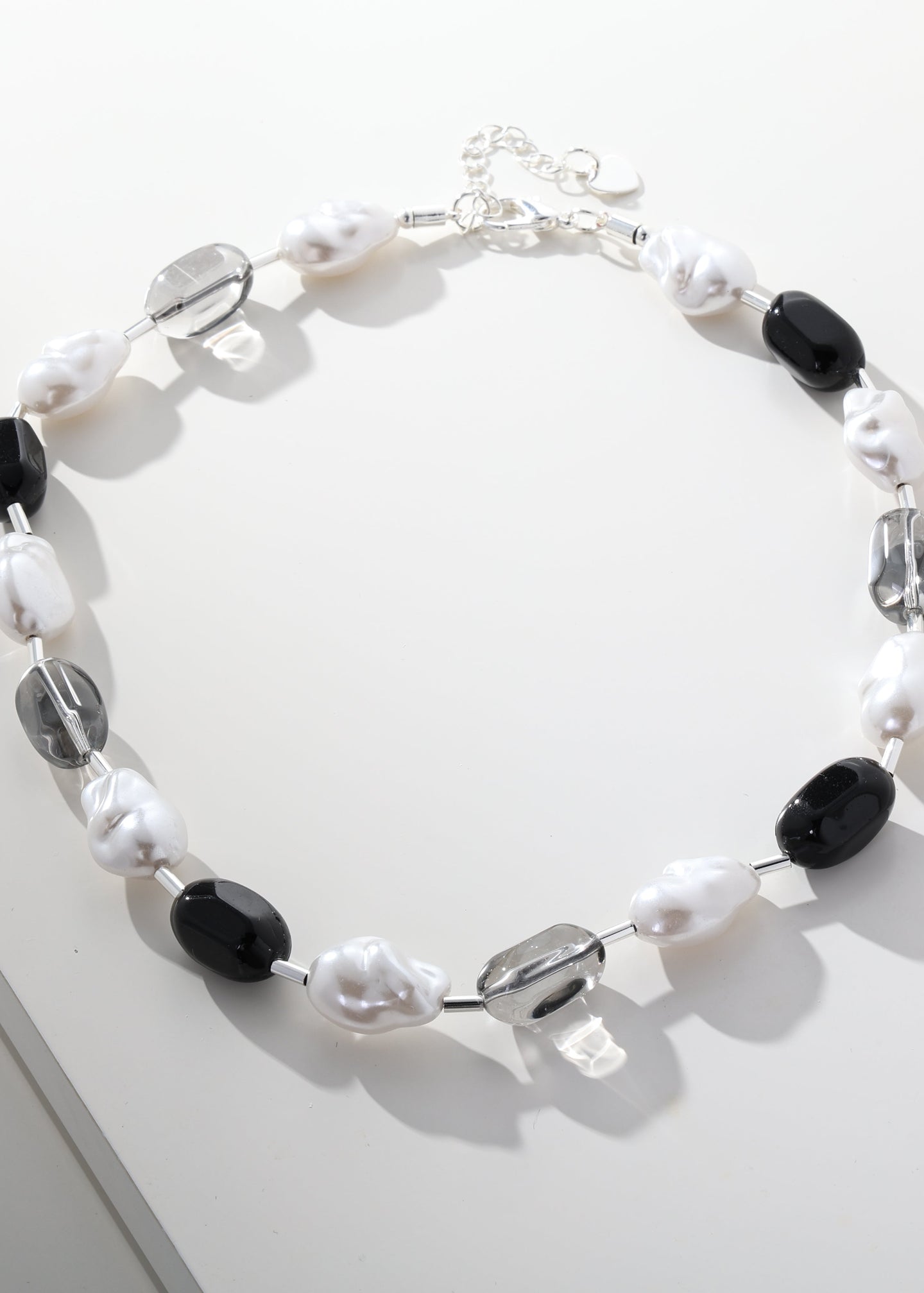 Merx - Faux Pearl & Resin Oval Bead Statement Necklace