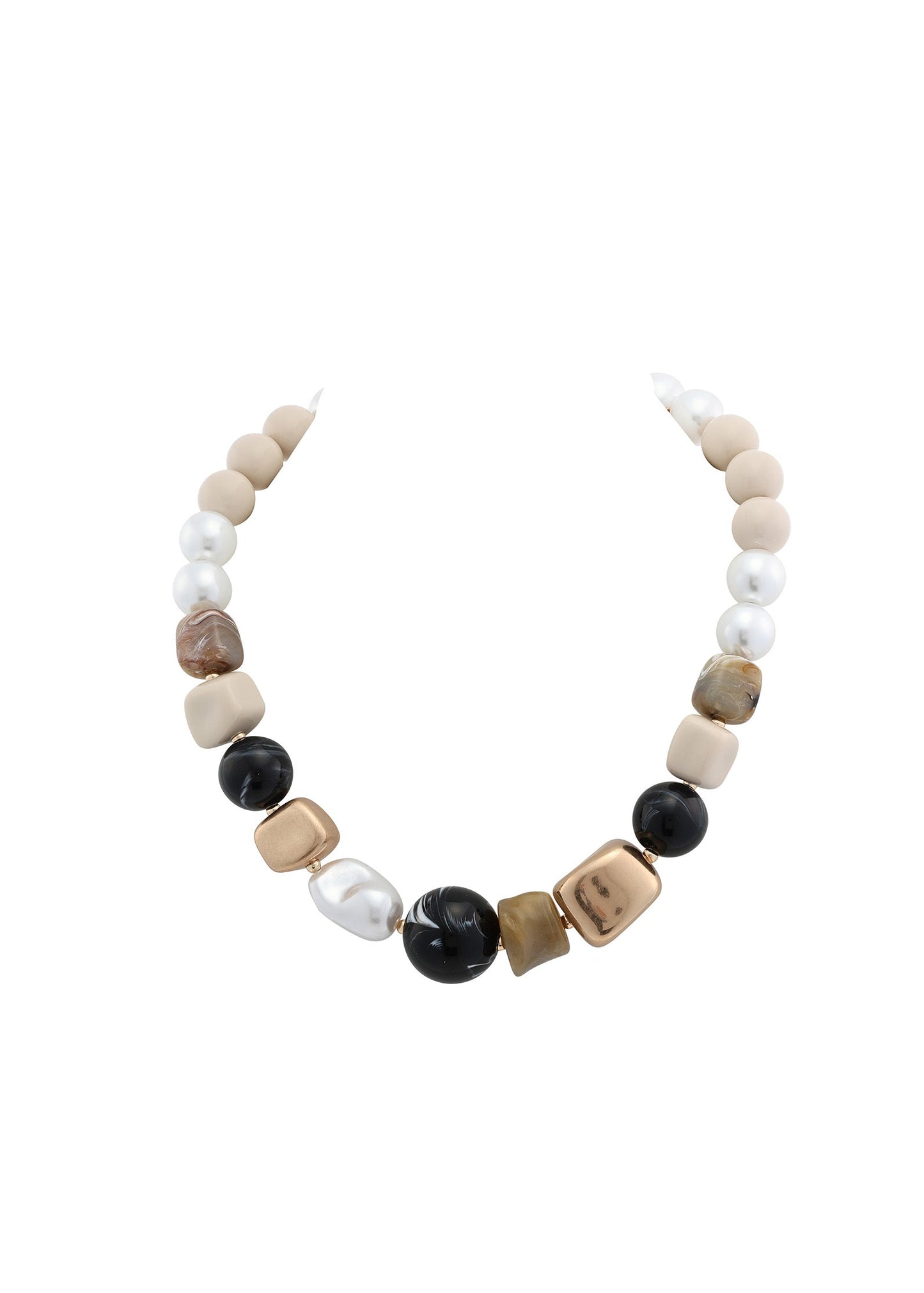 Merx - Neutral Mixed Bead Chunky Necklace