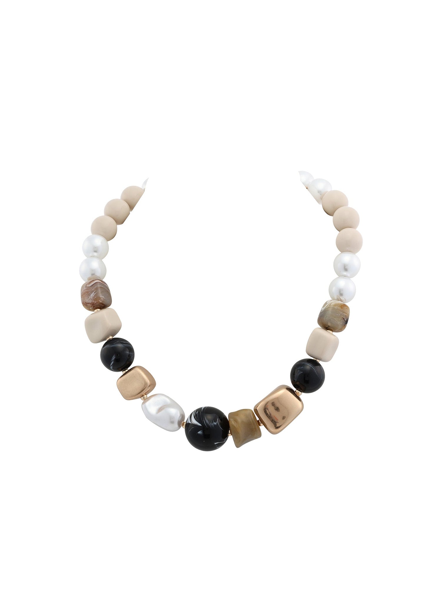 Merx - Neutral Mixed Bead Chunky Necklace