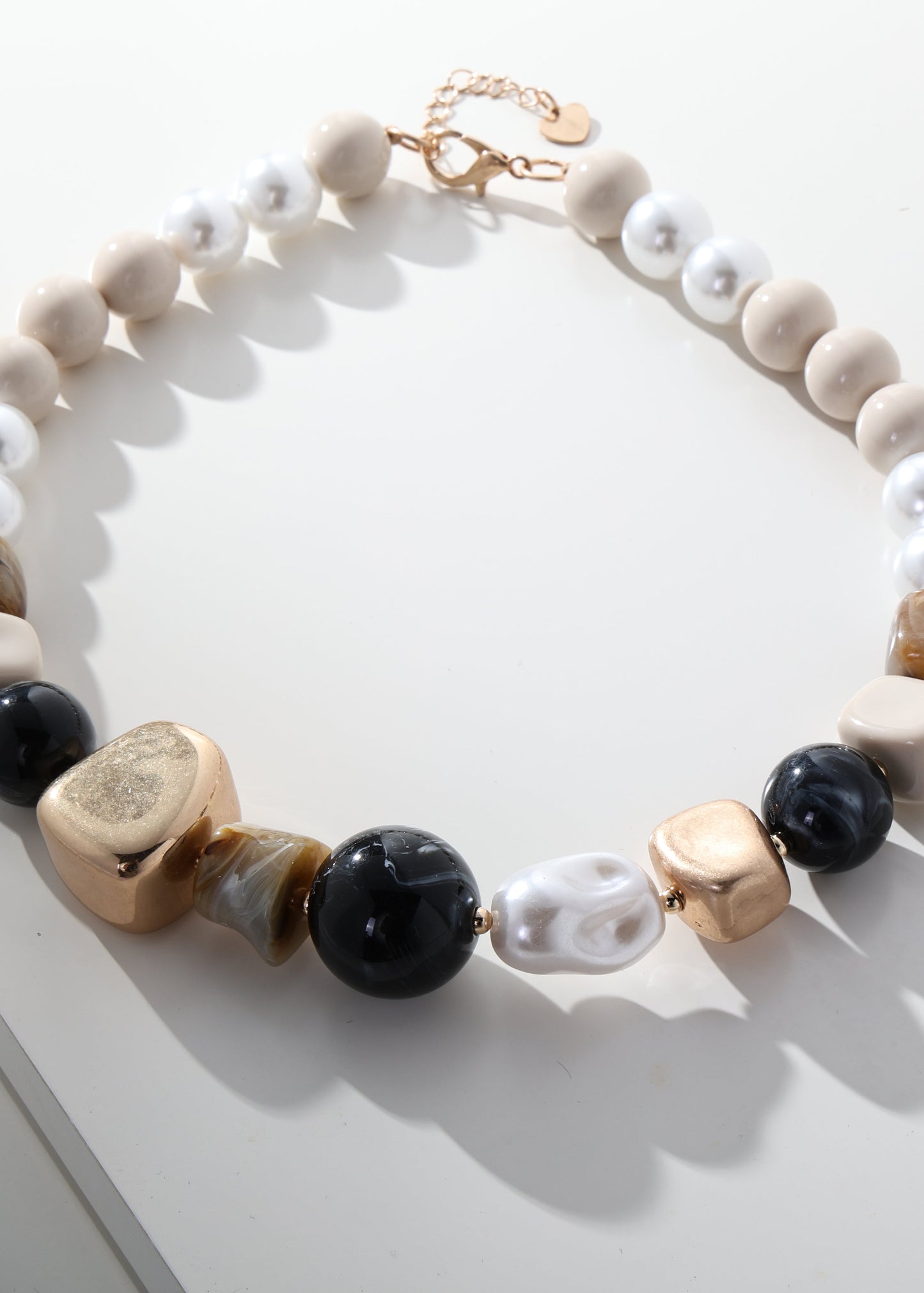 Merx - Neutral Mixed Bead Chunky Necklace