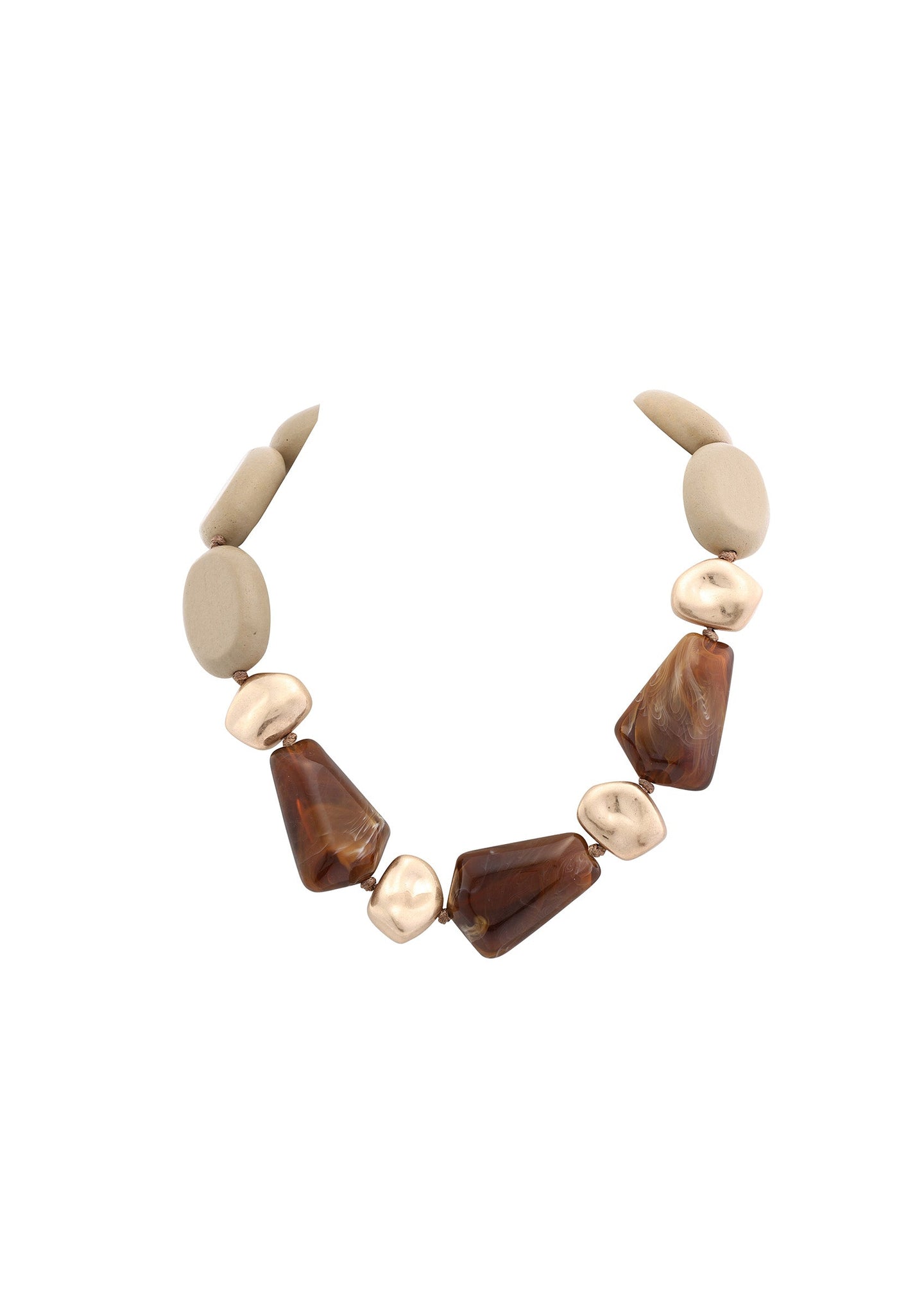 Merx - Marbled Resin & Taupe Bead Necklace
