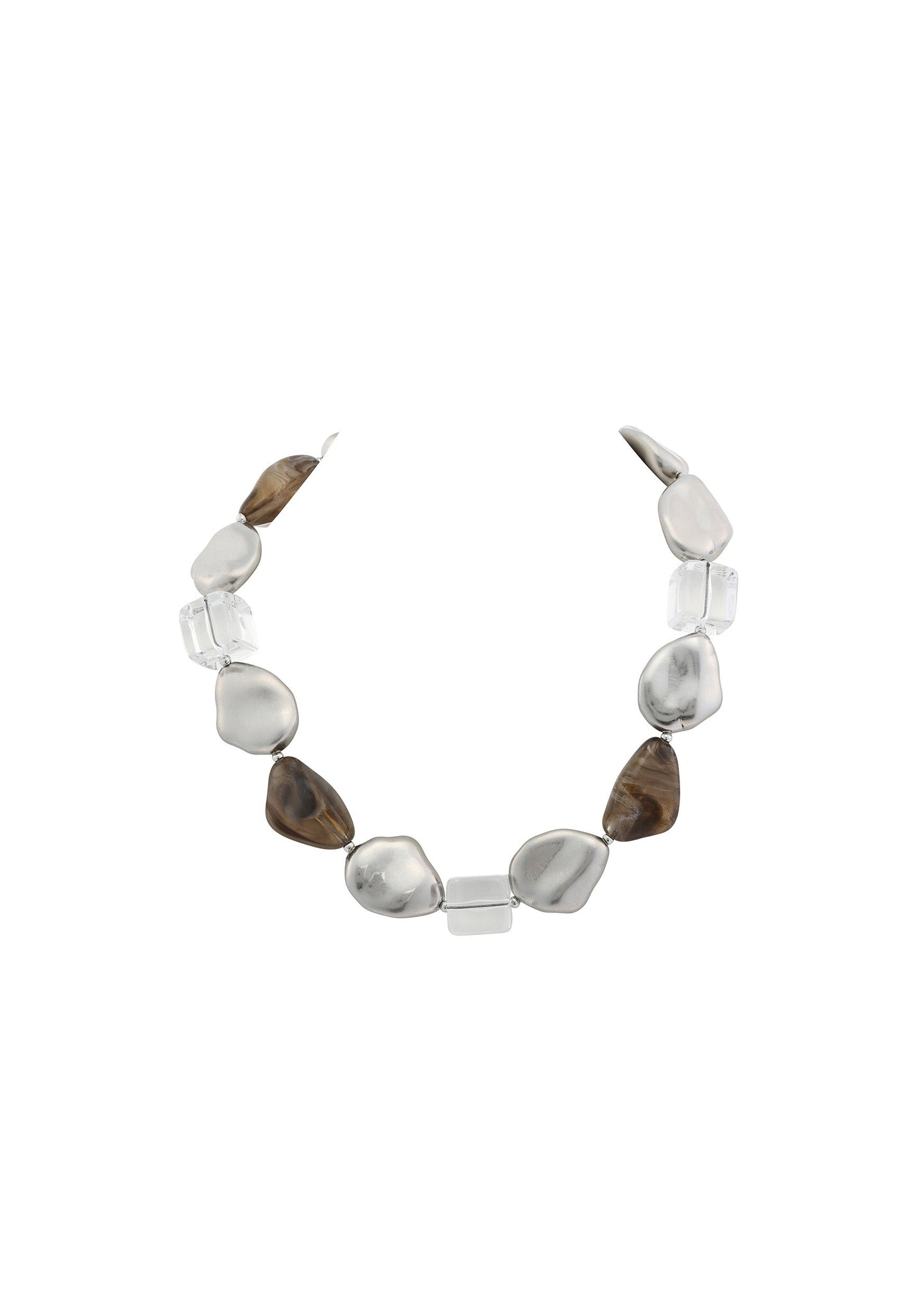 Merx - Organic Silver Resin Bead Statement Necklace