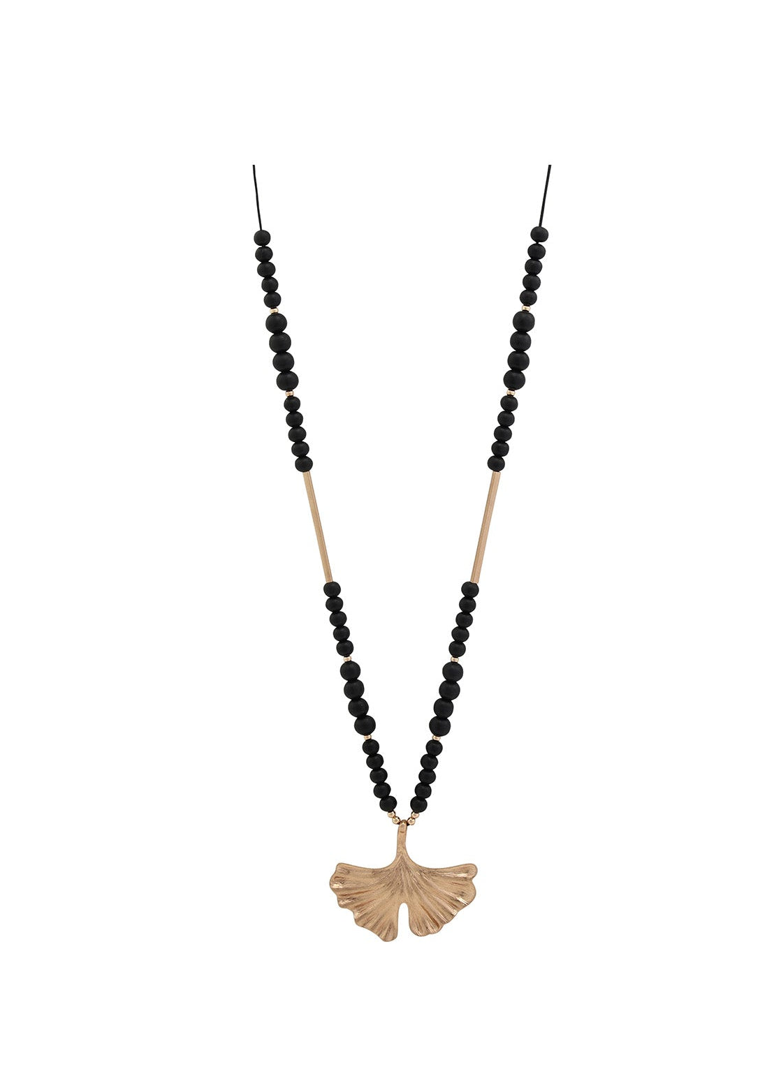 Merx - Ginkgo Leaf Pendant Beaded Necklace