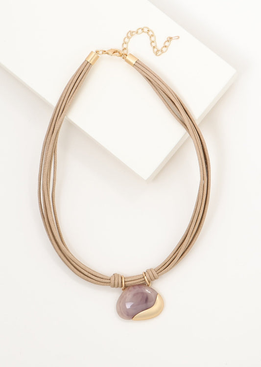 Merx - Multi Cord Stone Pendant Necklace