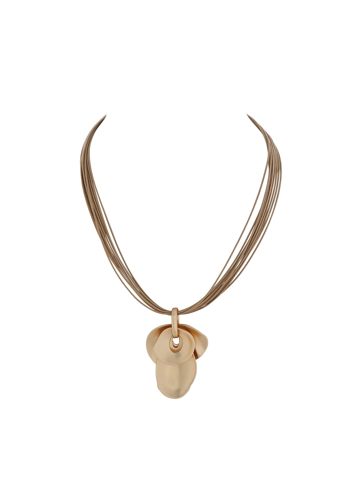 Merx - Multi-Strand Cord & Sculptural Petal Pendant Necklace