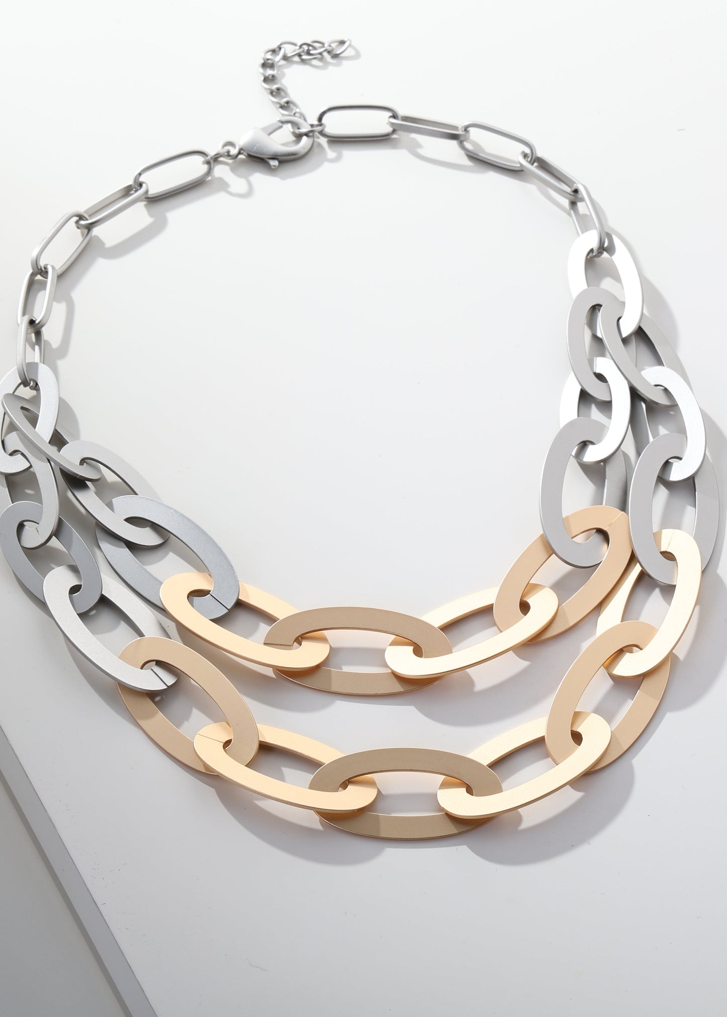 Merx - Double Strand Mixed Metal Oval Link Necklace