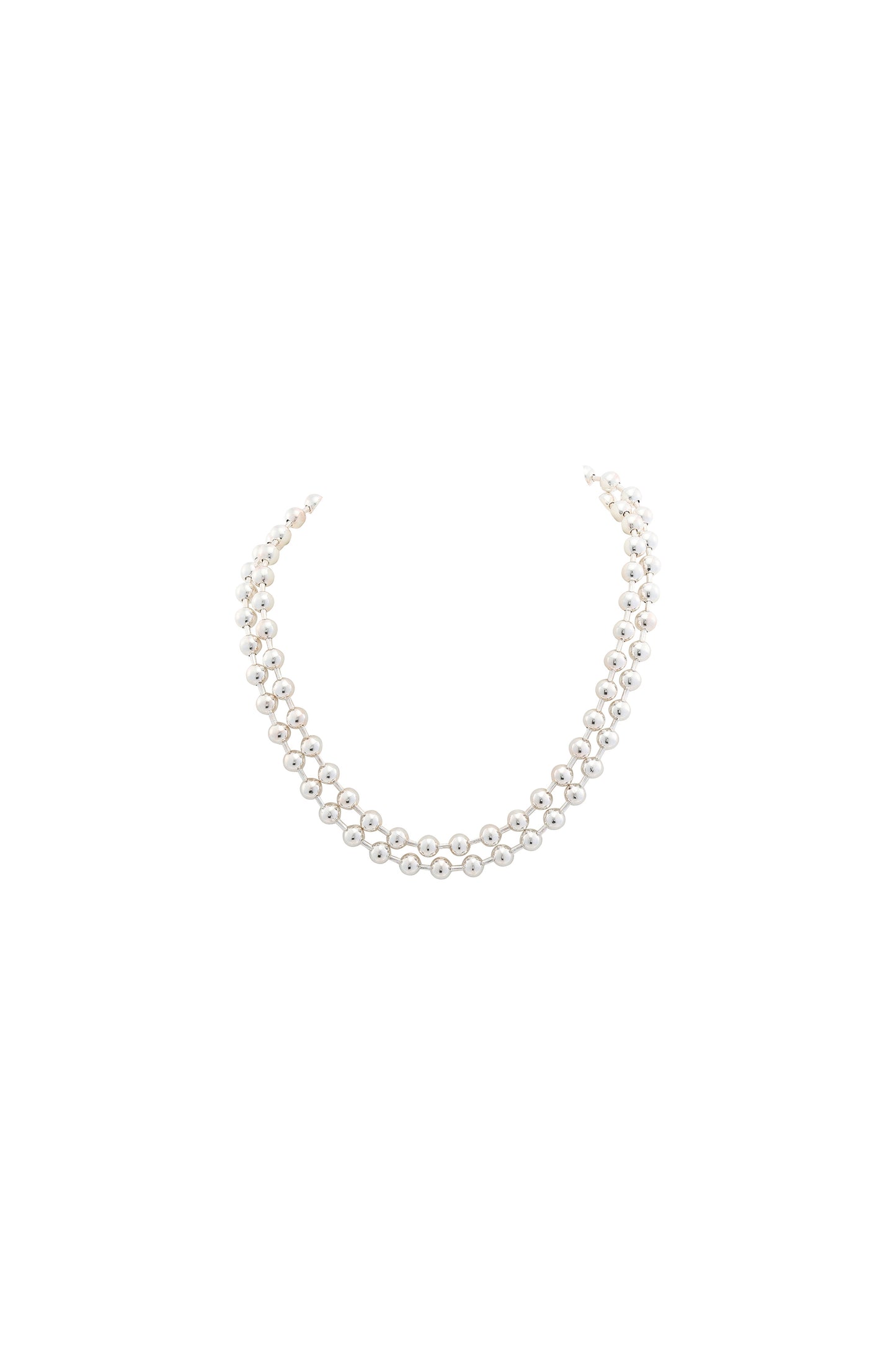Merx - Silver Ball Bead Lariat Toggle Necklace