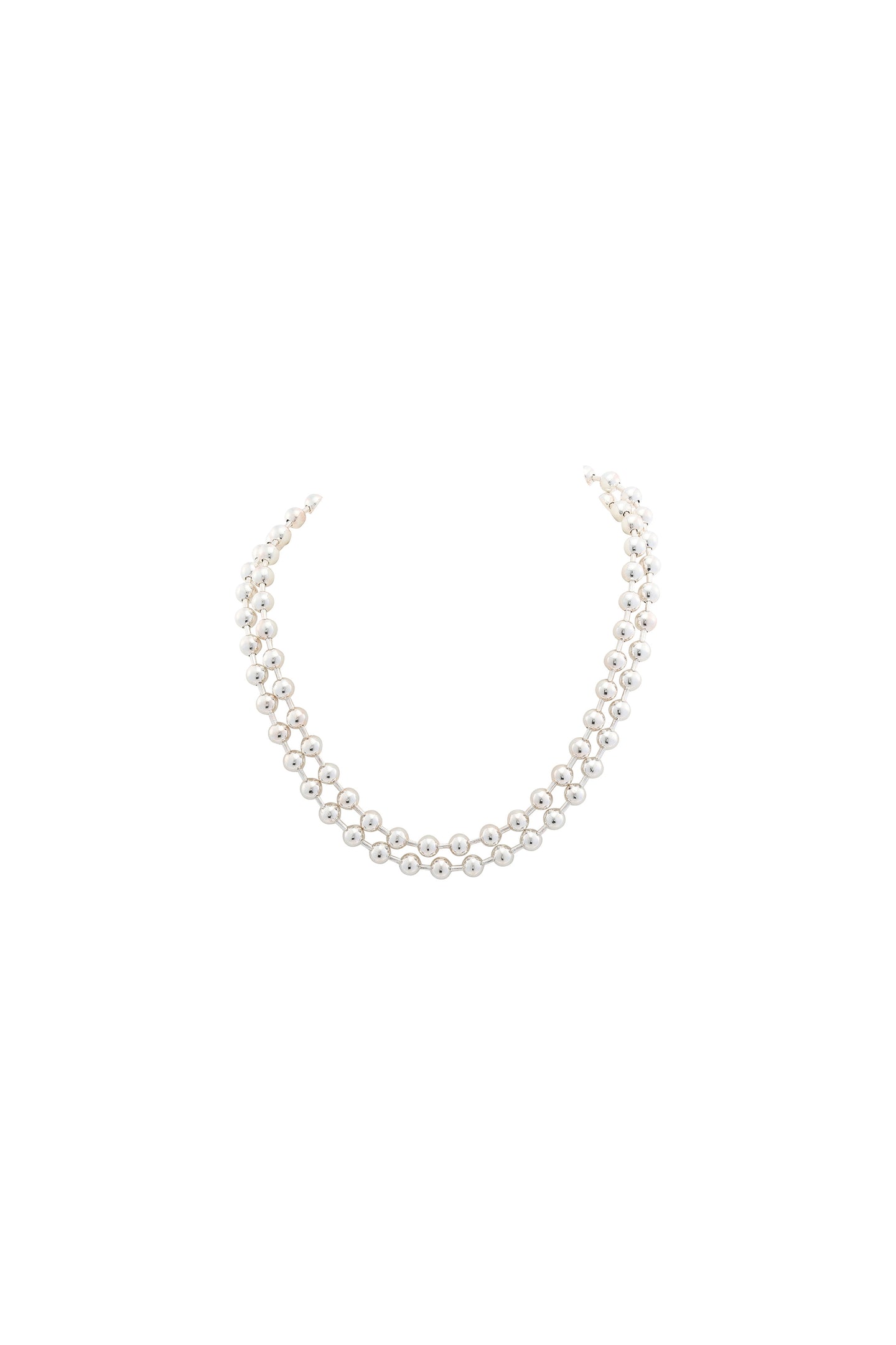 Merx - Silver Ball Bead Lariat Toggle Necklace