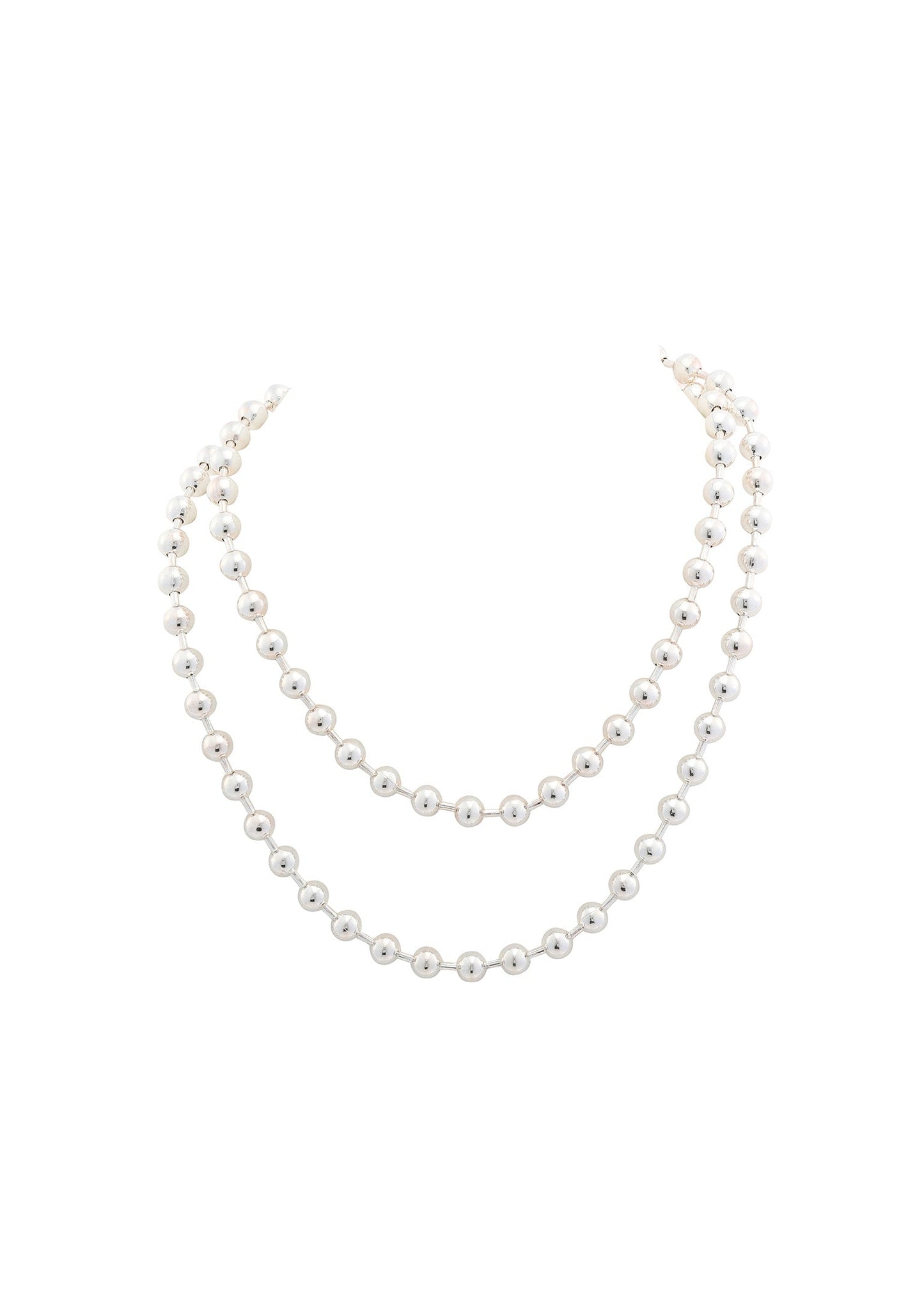 Merx - Silver Ball Bead Lariat Toggle Necklace
