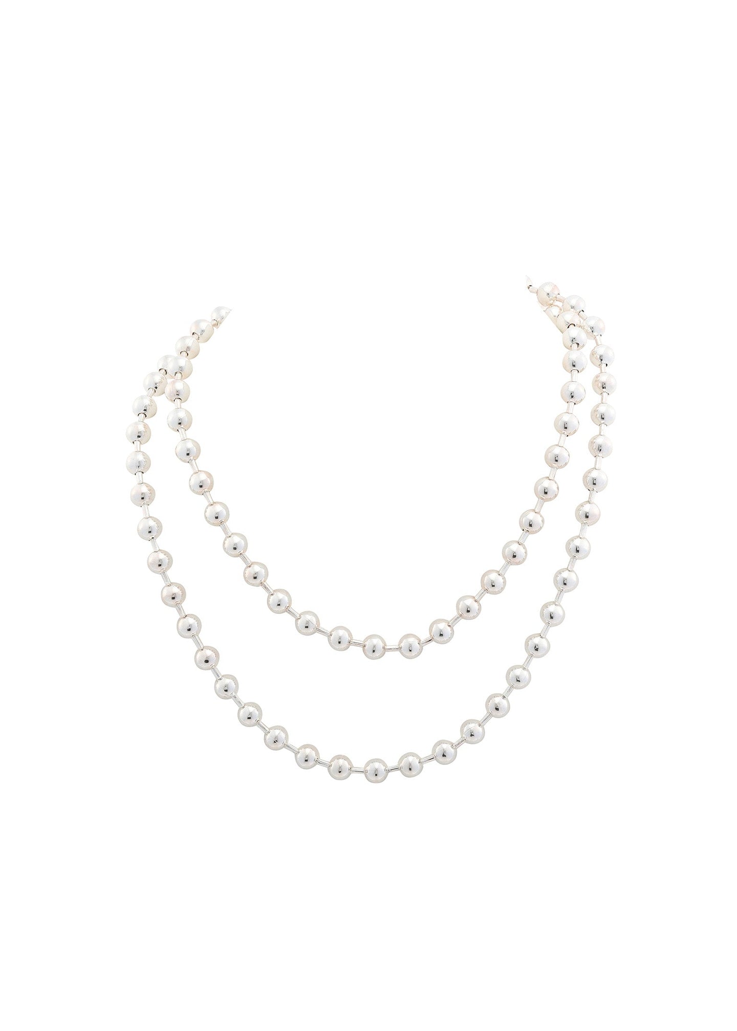 Merx - Silver Ball Bead Lariat Toggle Necklace