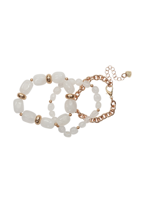 Merx - Clear Quartz & Gold Bracelet Set