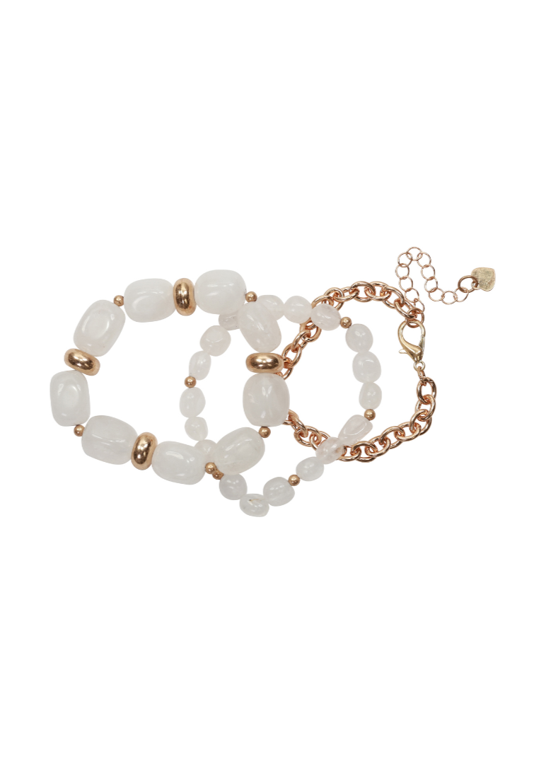 Merx - Clear Quartz & Gold Bracelet Set