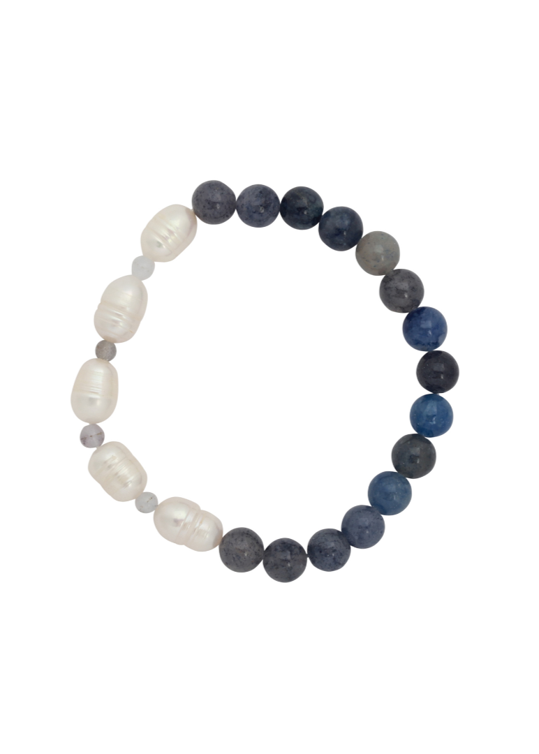 Merx - Blue Mix & Pearl Bracelet Set