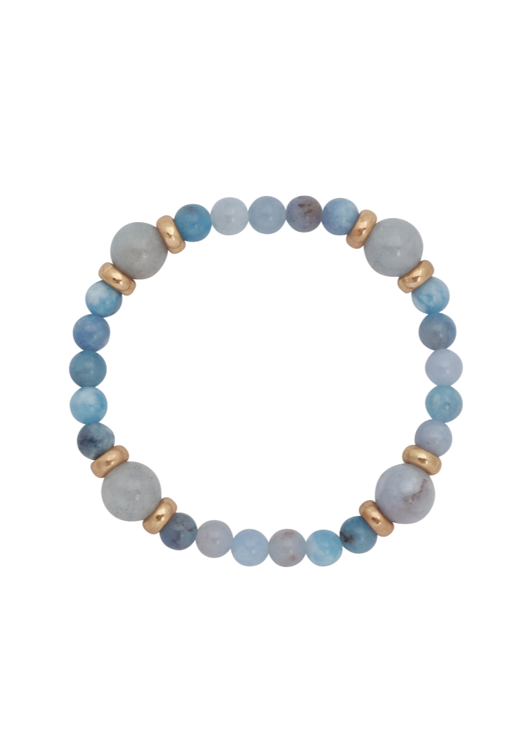 Merx - Blue Mix & Pearl Bracelet Set