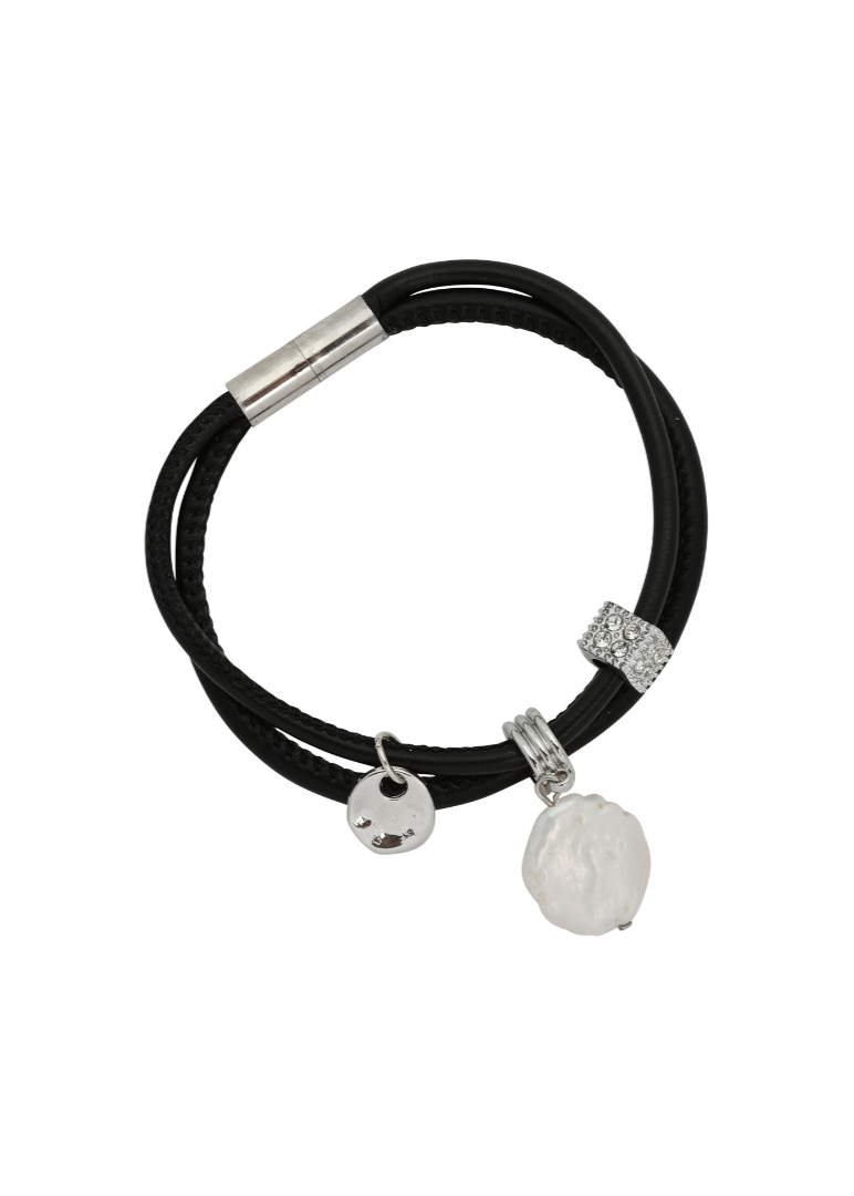 Merx - Pearl & Crystal Charm Layered Bracelet