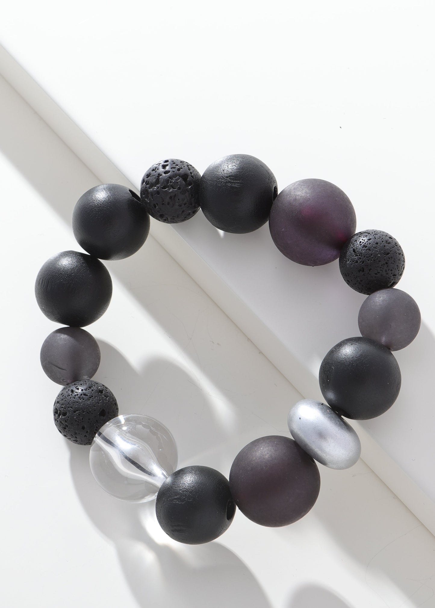 Merx - Black & Metallic Pebble Stretch Bracelet