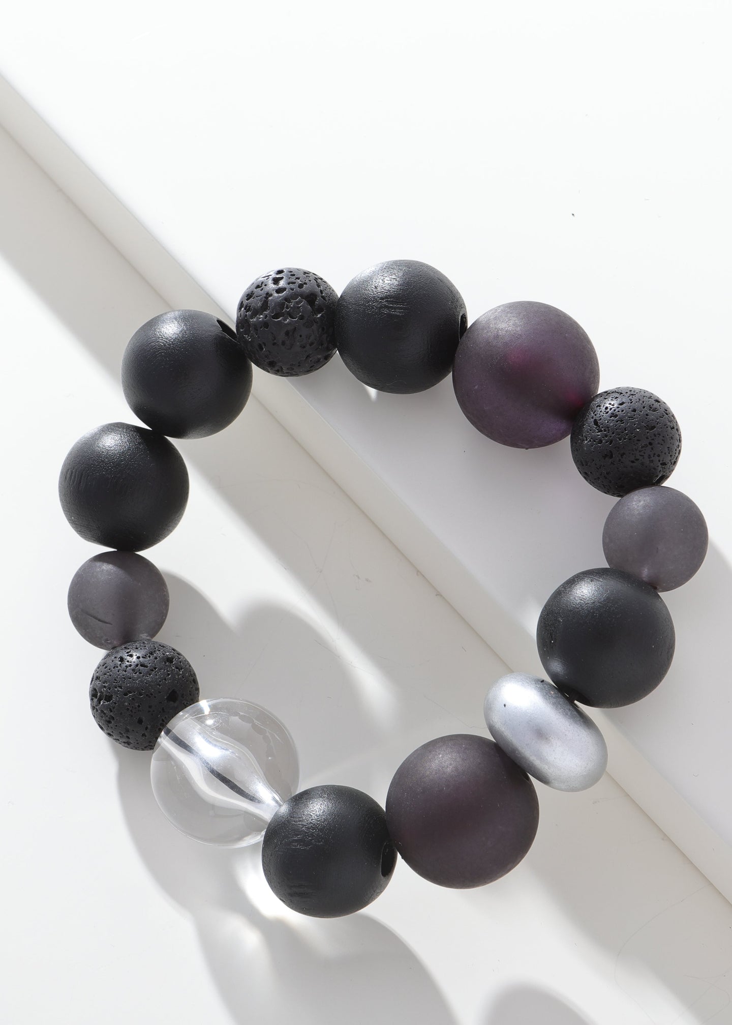 Merx - Black & Metallic Pebble Stretch Bracelet
