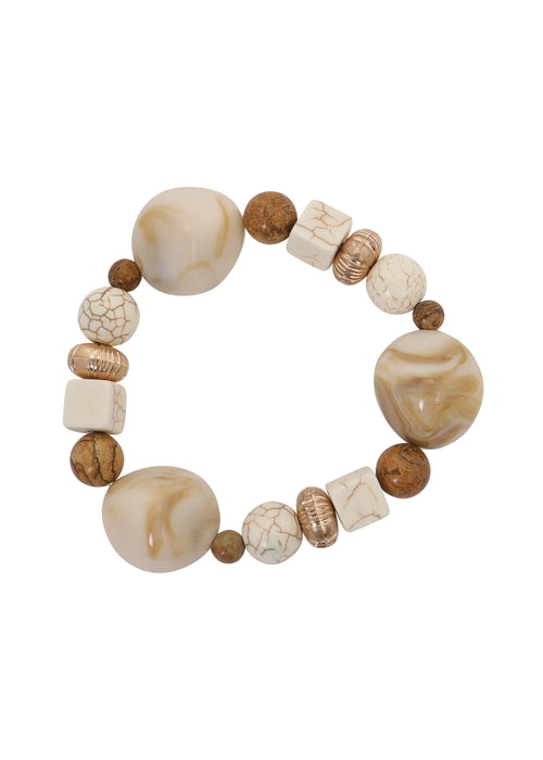 Merx - Marbled Stone & Bead Stretch Bracelet