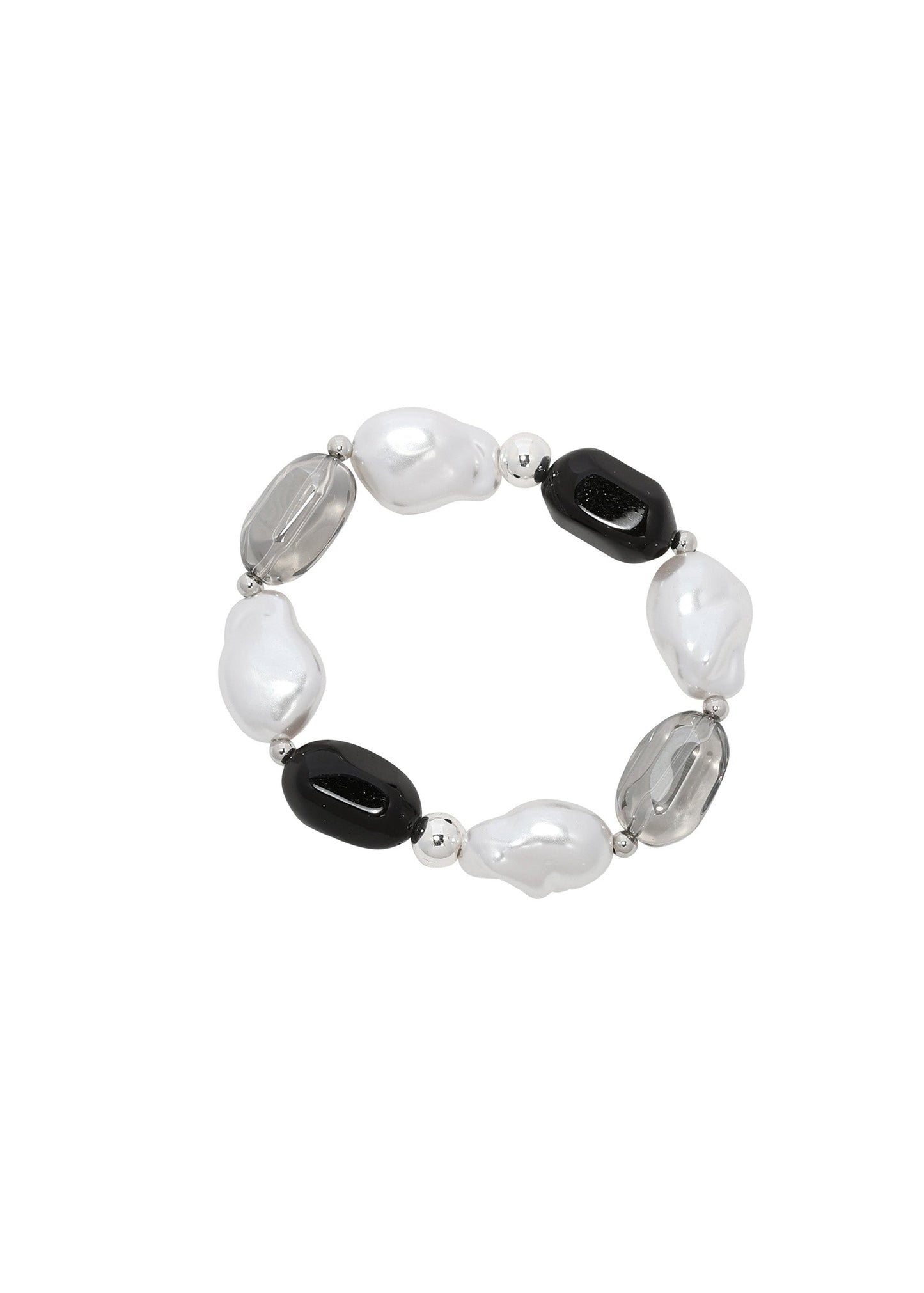 Merx - Faux Pearl & Resin Oval Bead Stretch Bracelet