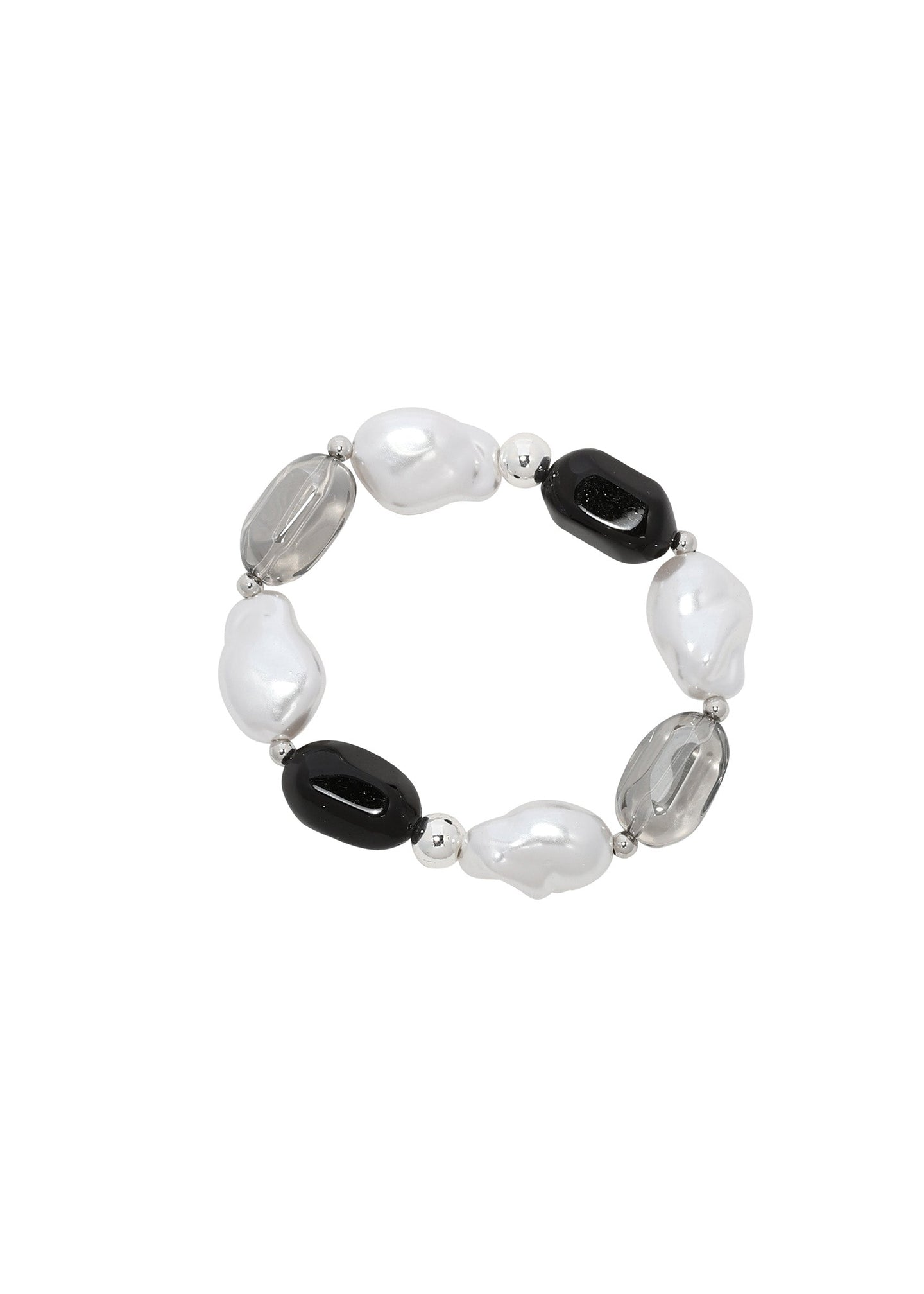 Merx - Faux Pearl & Resin Oval Bead Stretch Bracelet