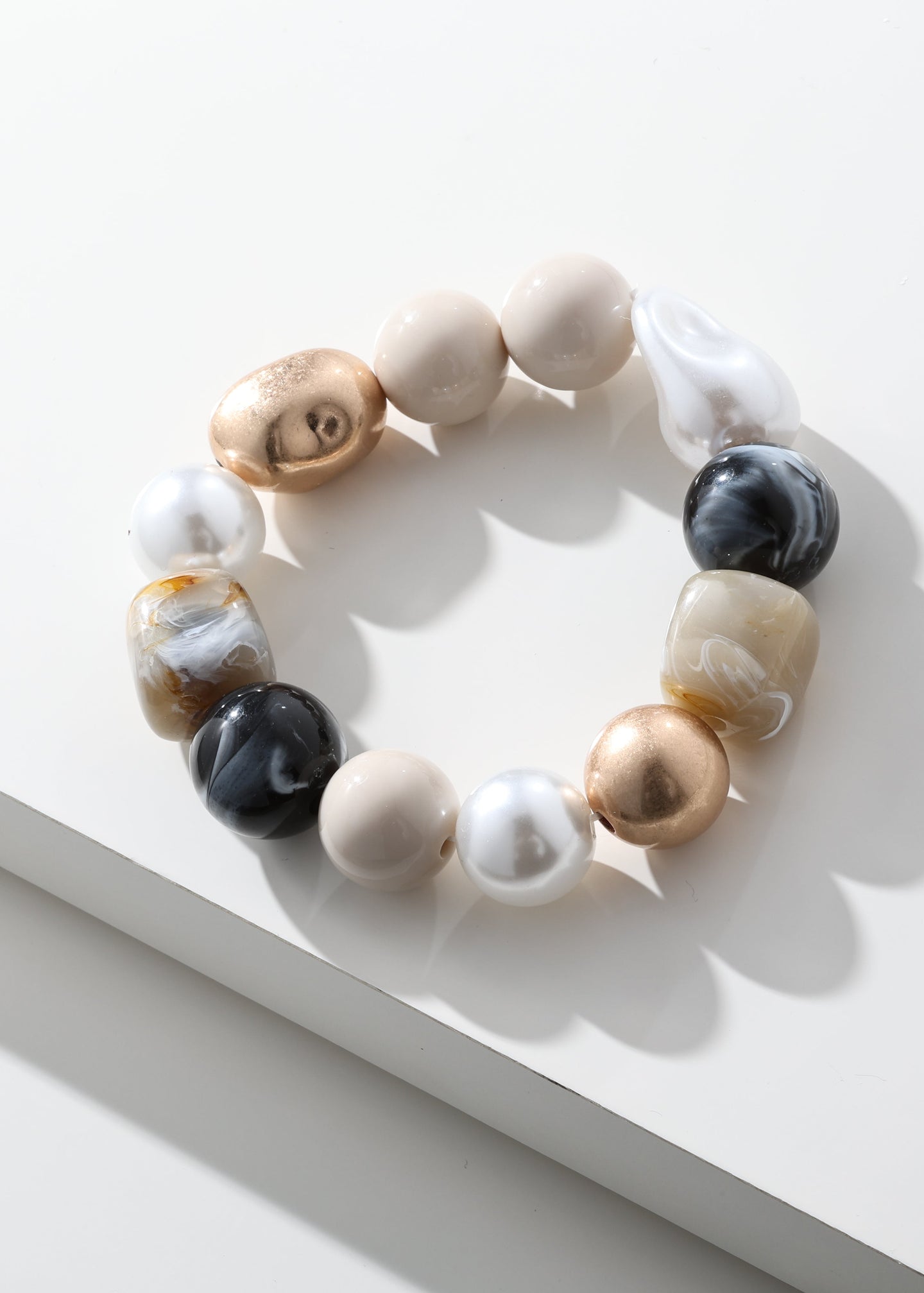 Merx - Neutral Mixed Bead Chunky Bracelet