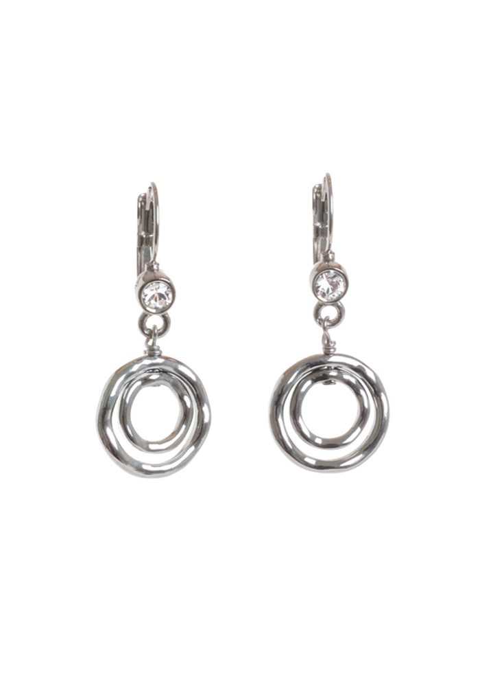Silver-Tone Crystal & Swirl Circle Drop Earrings