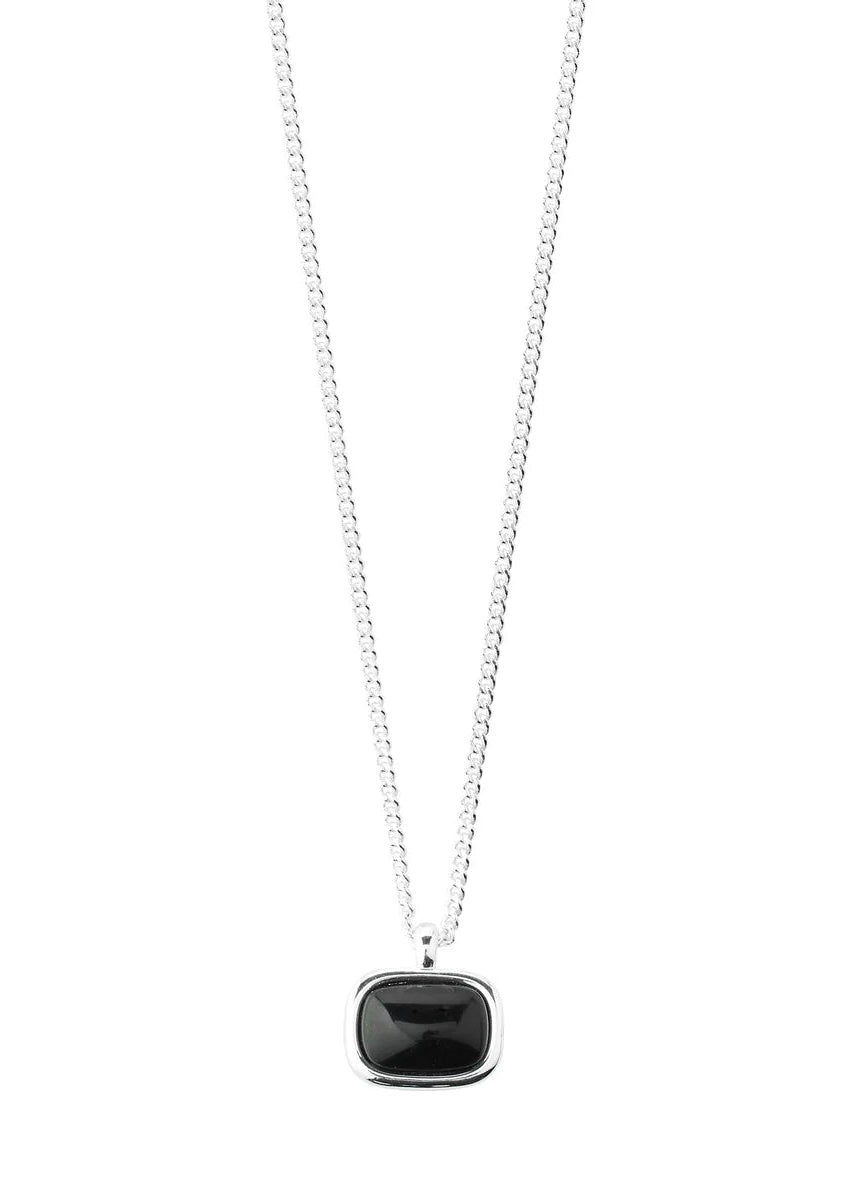 Pilgrim -  NOW Recycled Black Agate Pendant Necklace