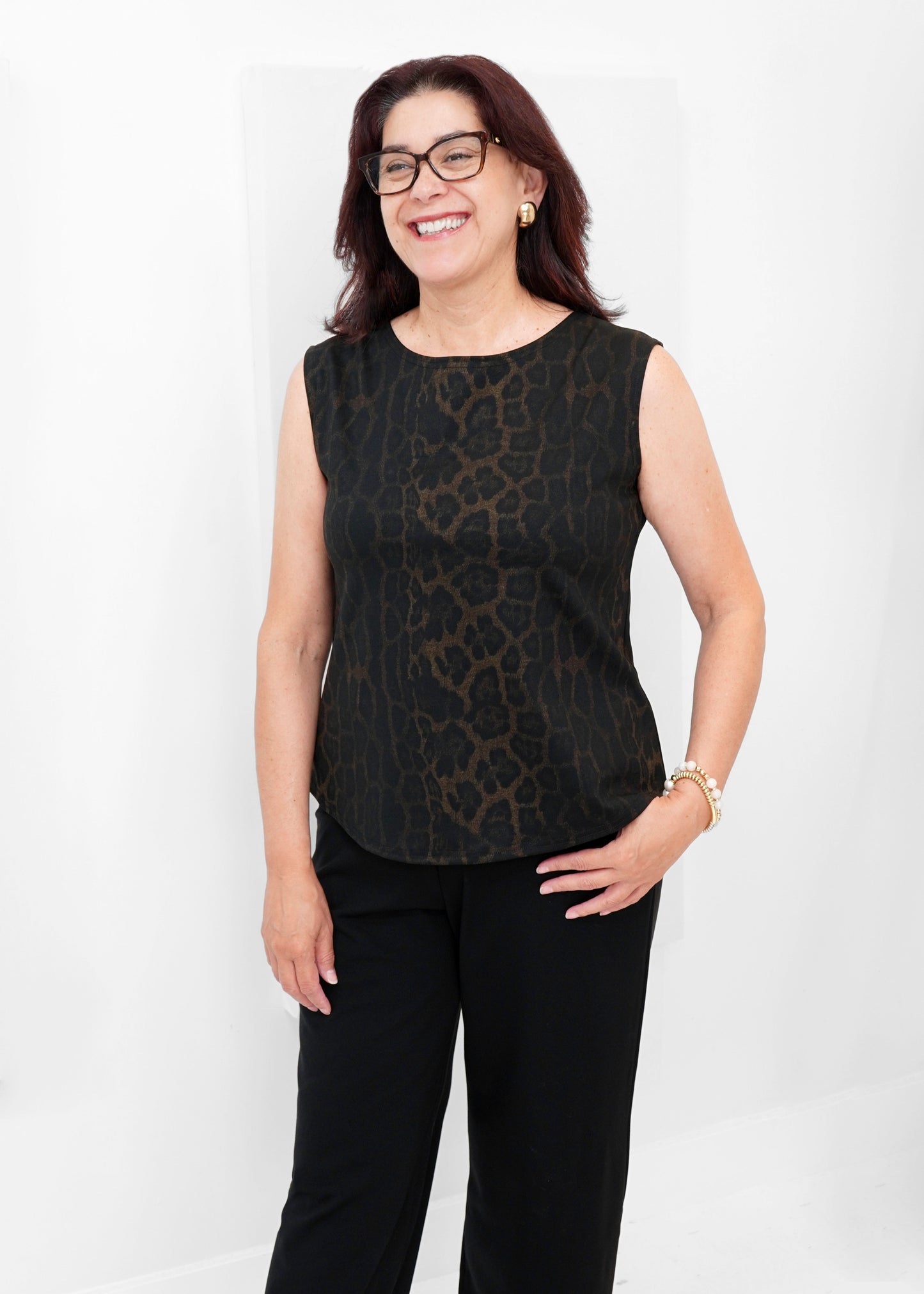 Shepherd's - Ponte Rosa Luxe Animal Print Shell