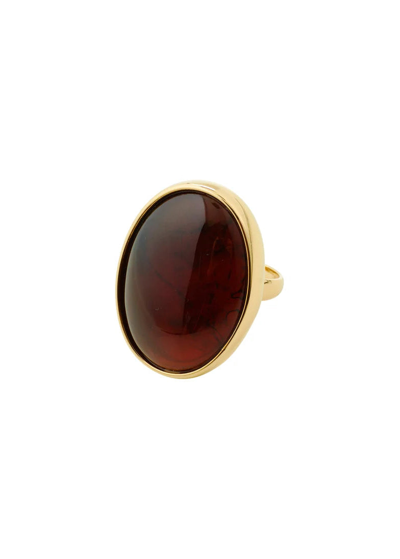 Pilgrim - Still Recycled Chunky Stone Ring Brown