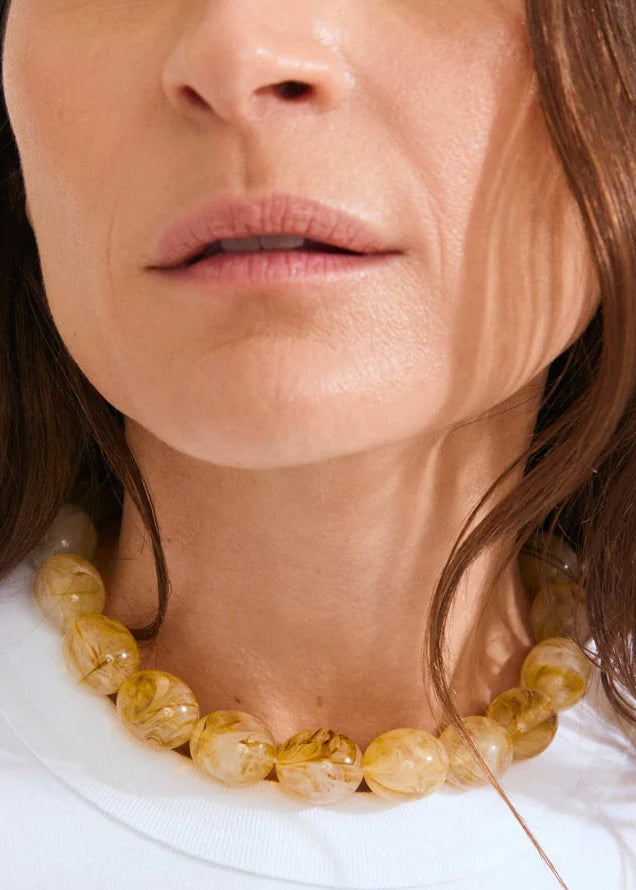 Pilgrim - Still Recycled Beaded Necklace Yellow