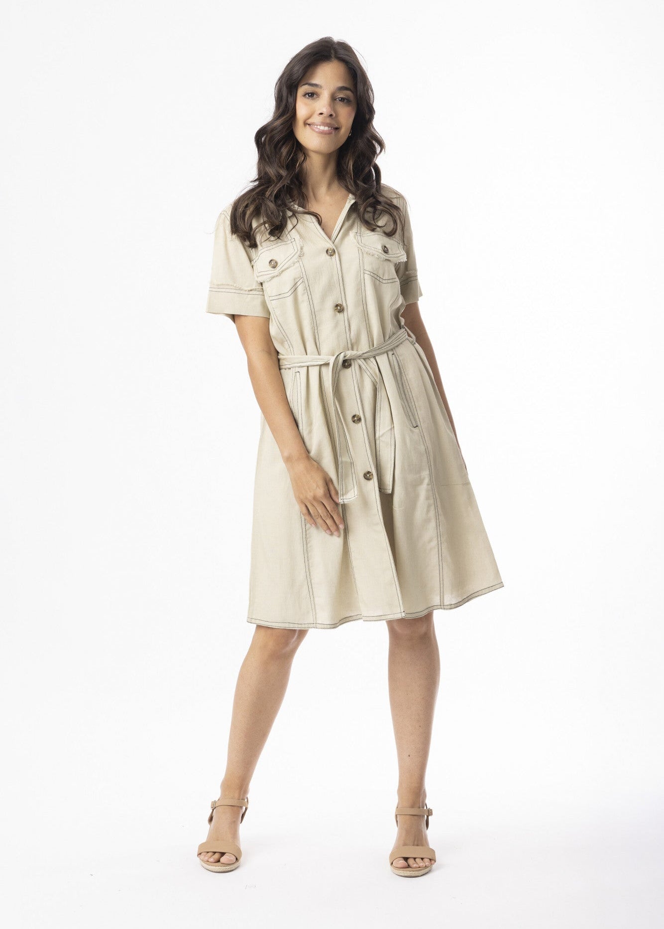 Orientique - Linen Essentials Dress Collar Buttonthrough