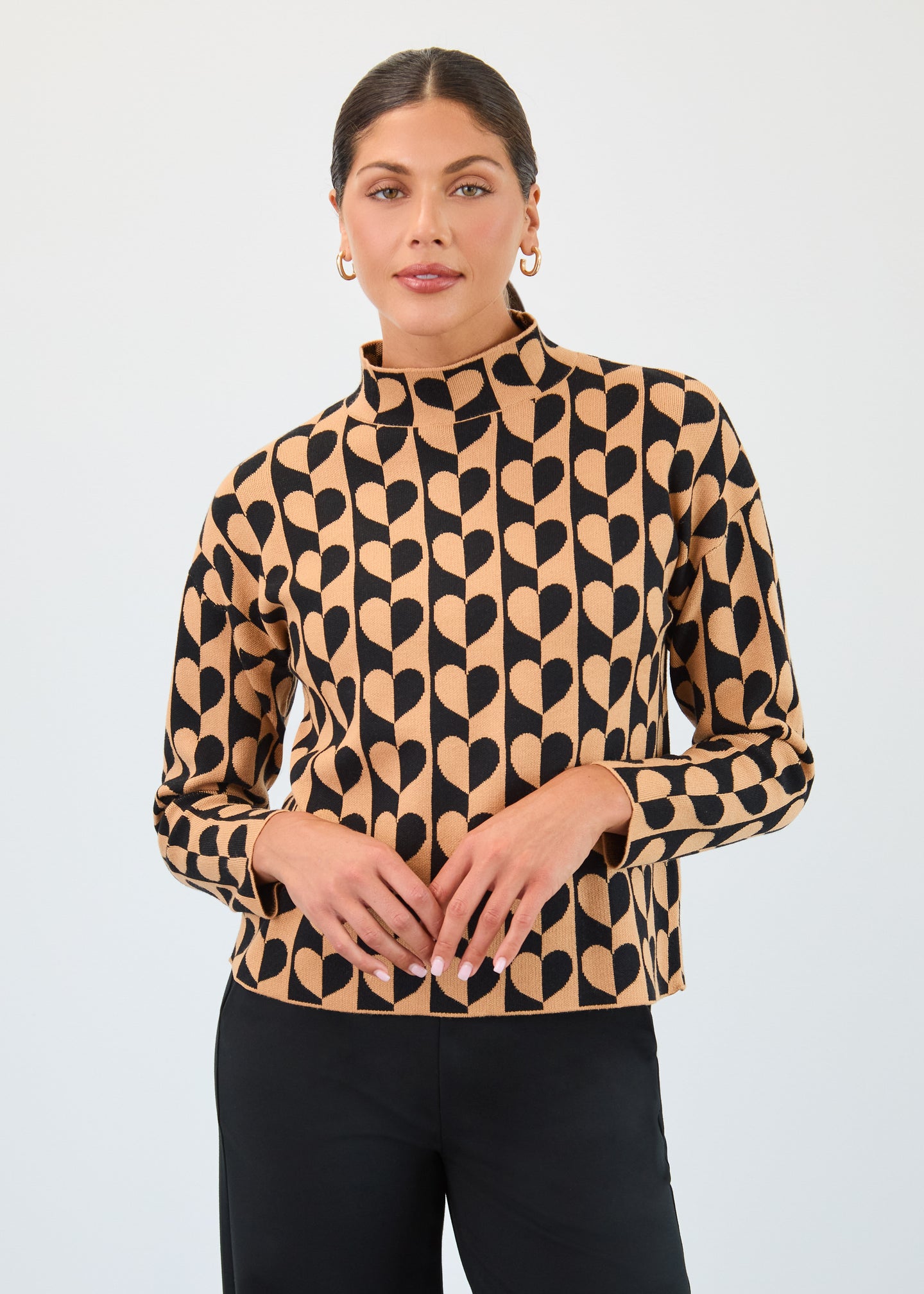 French Dressing Jeans - Mock Neck Love Jacquard Sweater - SALE