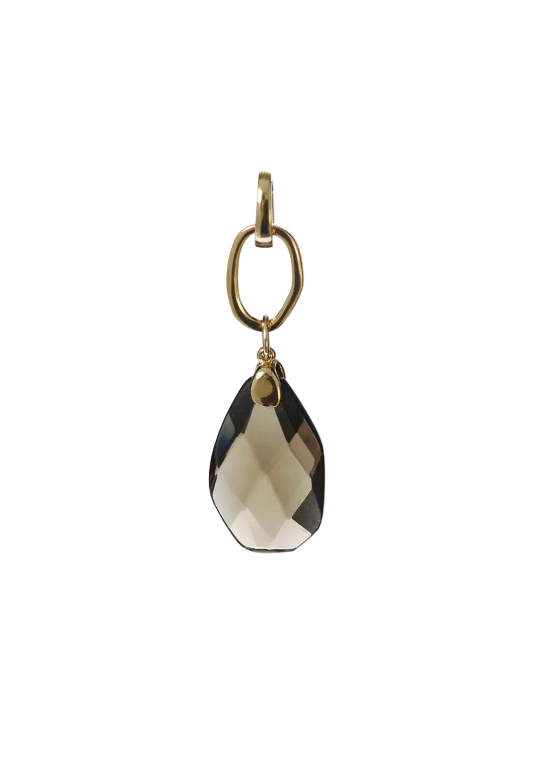 Gold-Tone Oval Link & Smoky Crystal Teardrop Pendant