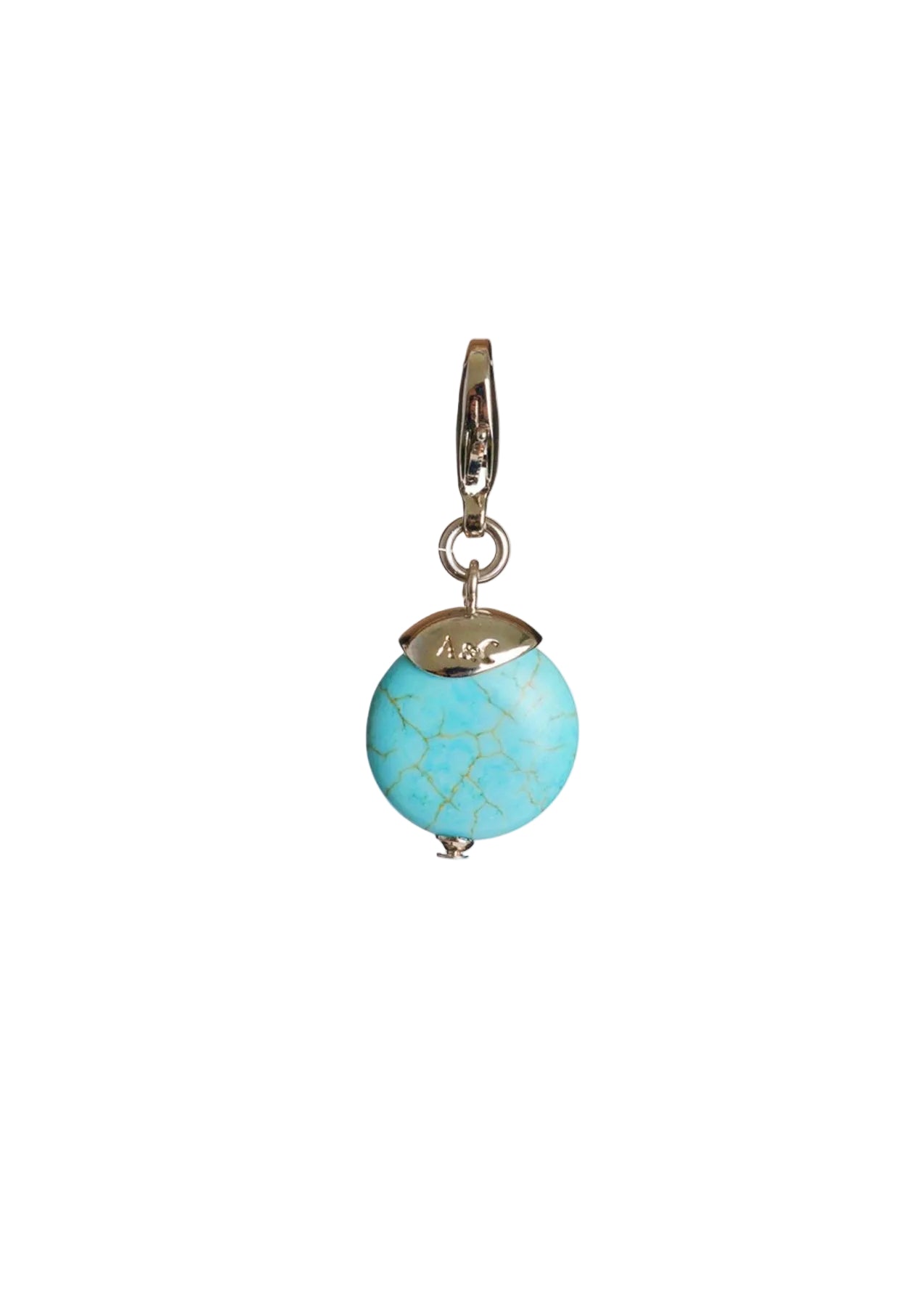 Silver-Tone Turquoise Round Stone Pendant Charm