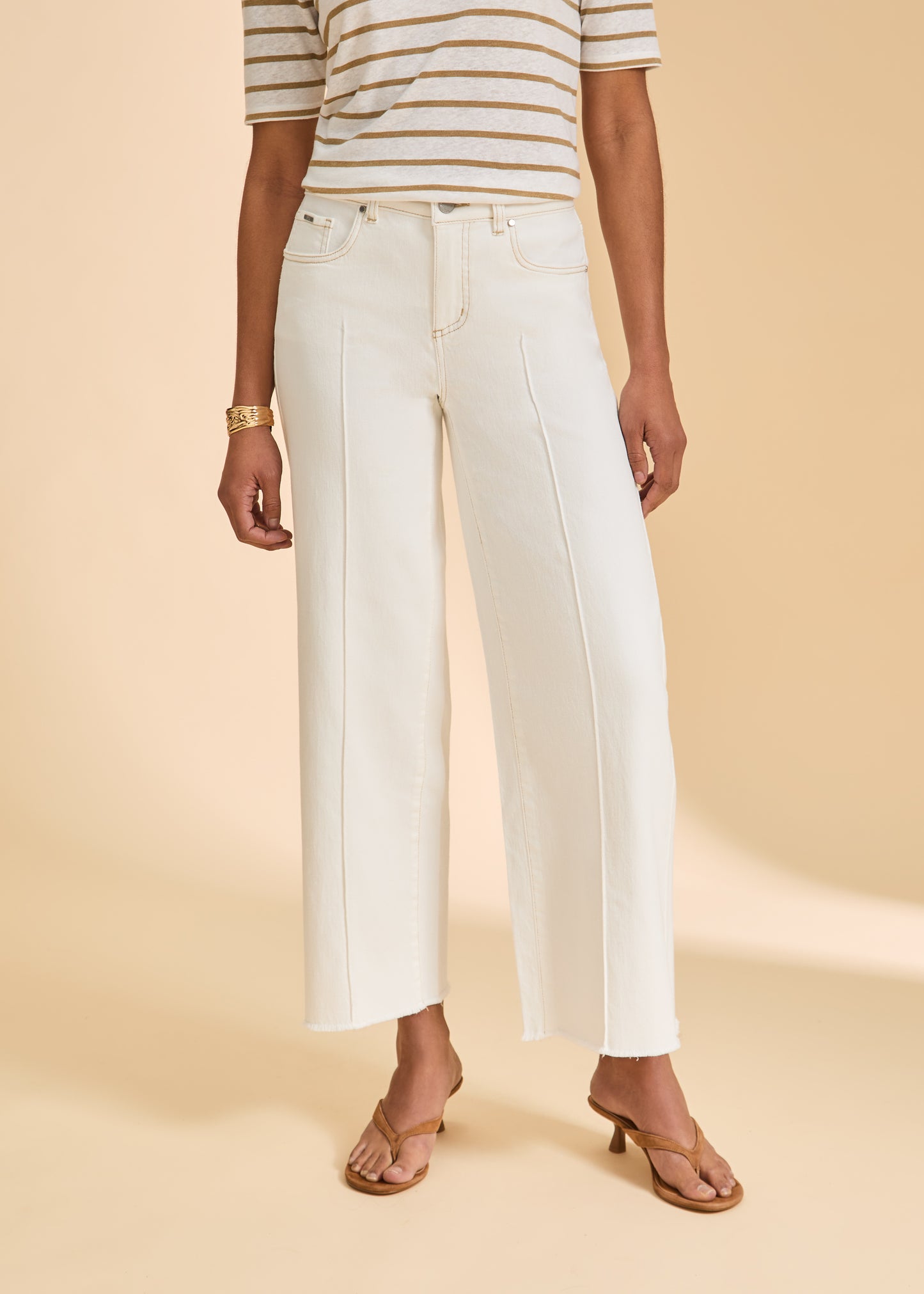 French Dressing Jeans - Olivia Wide Ankle Denim Pant - Ivory