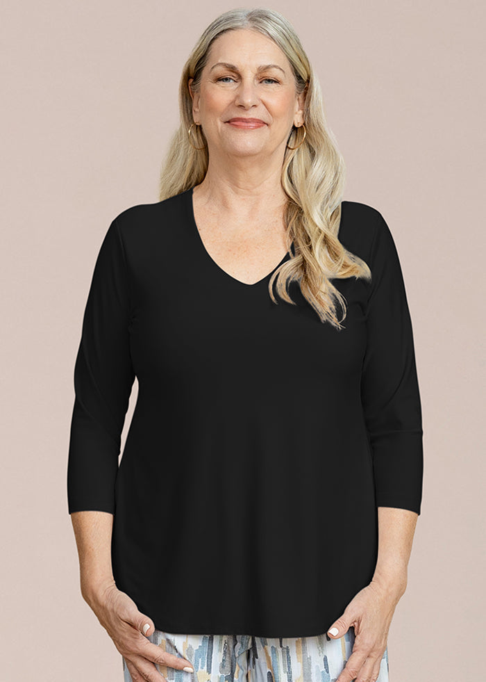 Sympli - Go To Soft V-neck Top 3/4 Sleeve