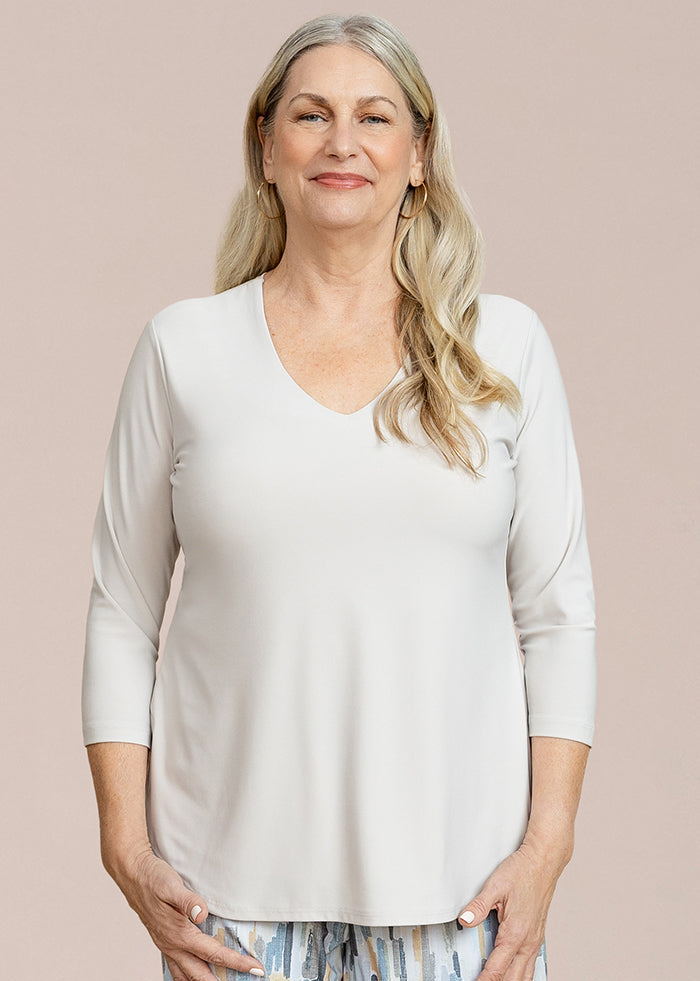 Sympli - Go To Soft V-neck Top 3/4 Sleeve