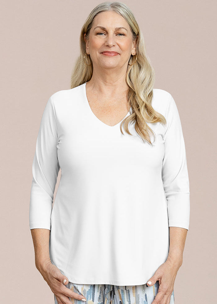 Sympli - Go To Soft V-neck Top 3/4 Sleeve