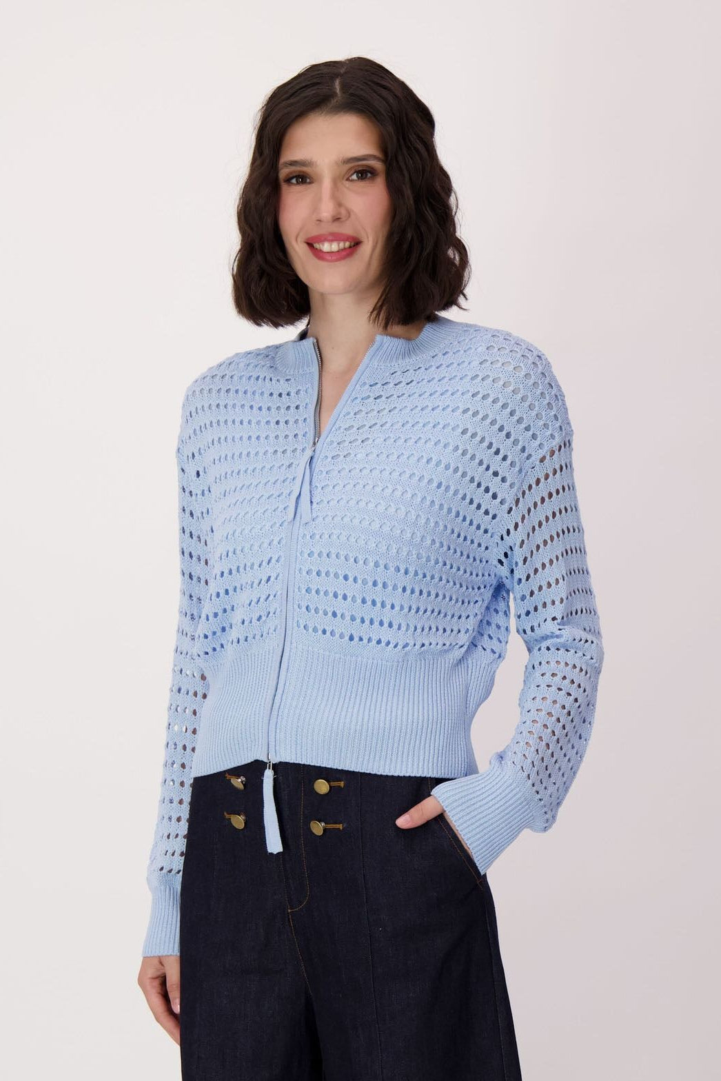 Spanner - Eyelet Front Zip Lined Sweater - SALE