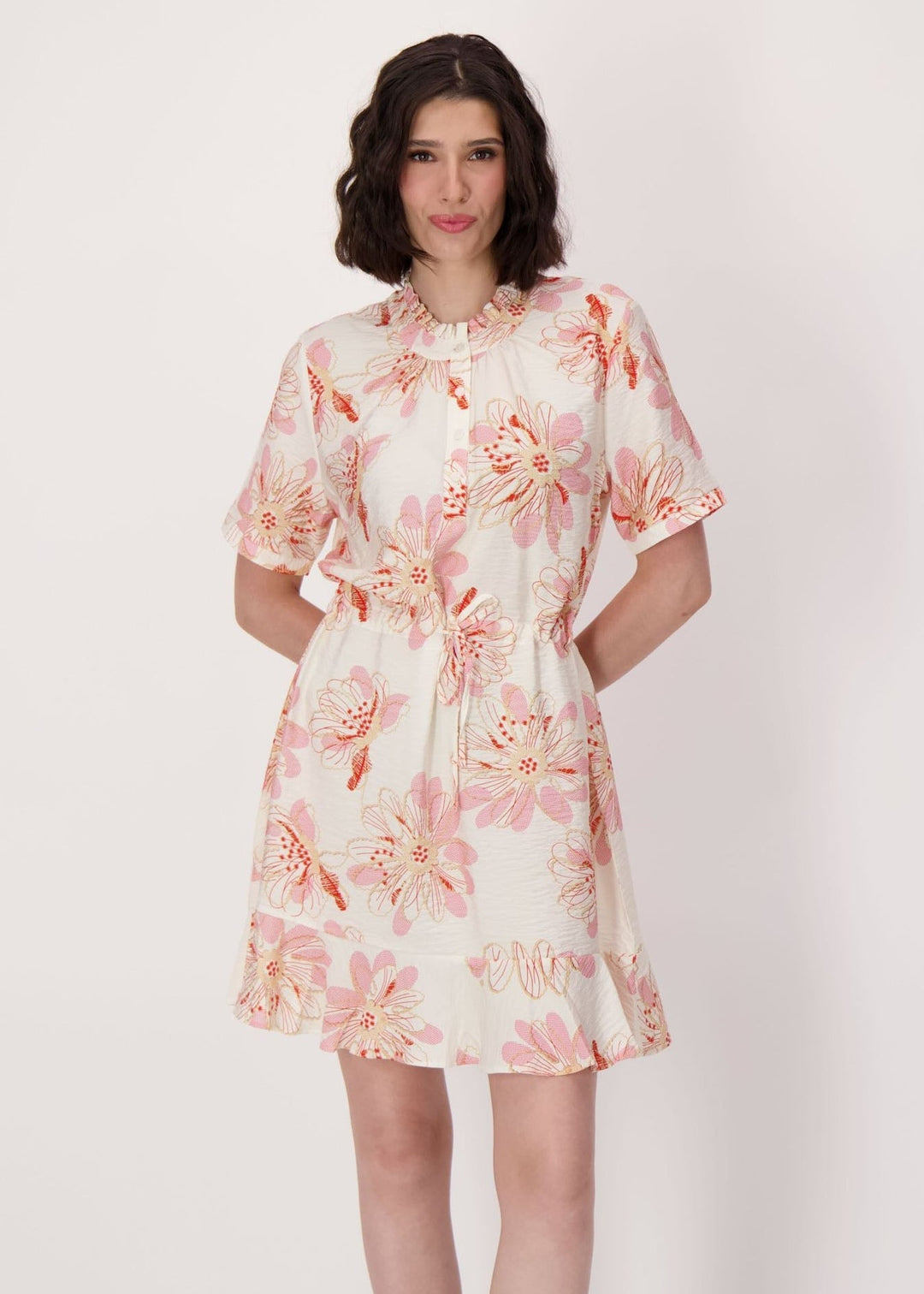 Spanner - Coral Belle Floral Hem Flounce Dress