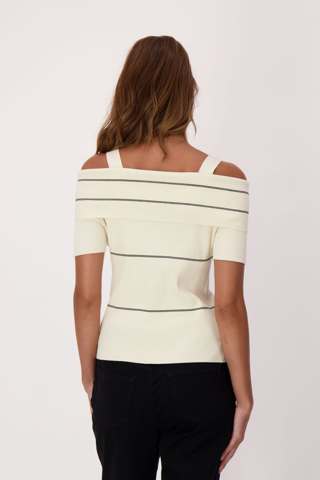 Spanner - Off The Shoulder Stripe Sweater Top - SALE