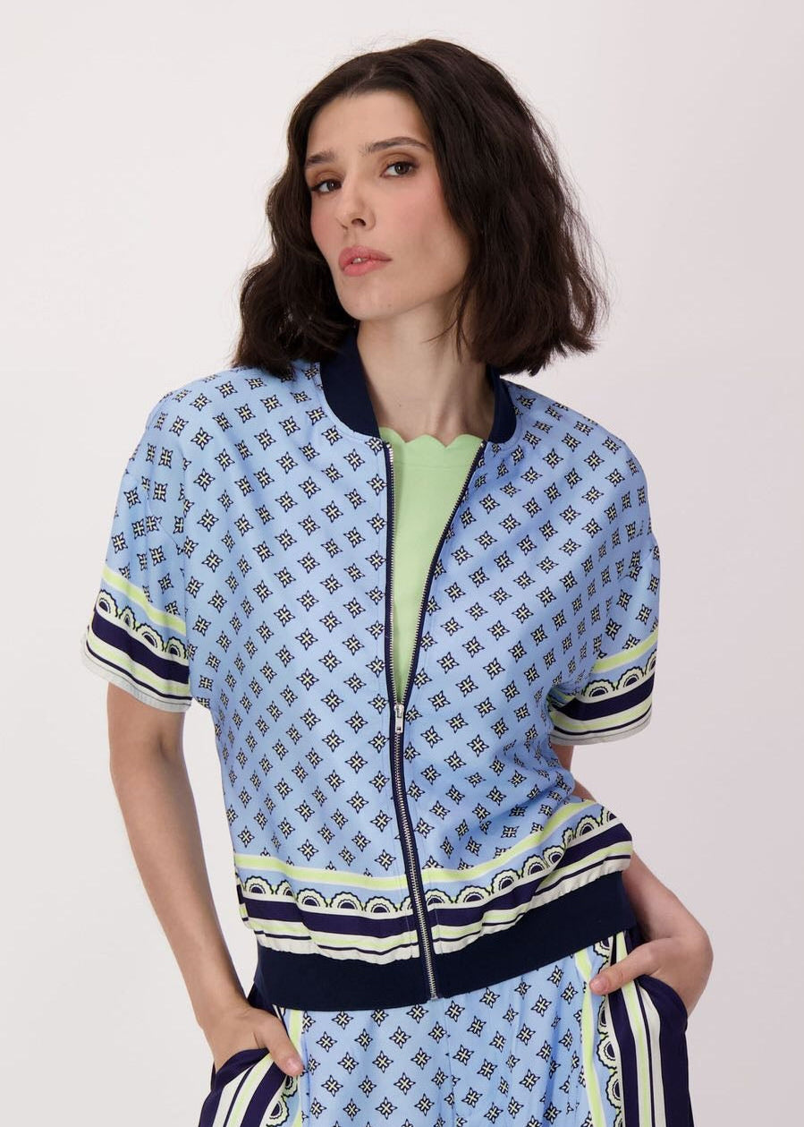 Spanner - Scarf Print Short Sleeve Bomber Jacket