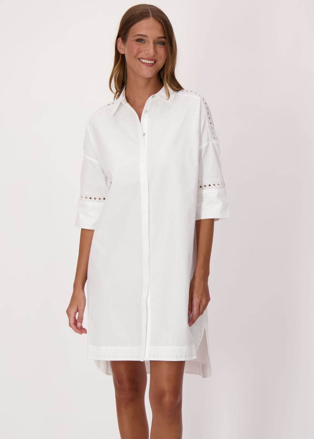 Spanner - Palm Embroidered Cotton Shirt Dress